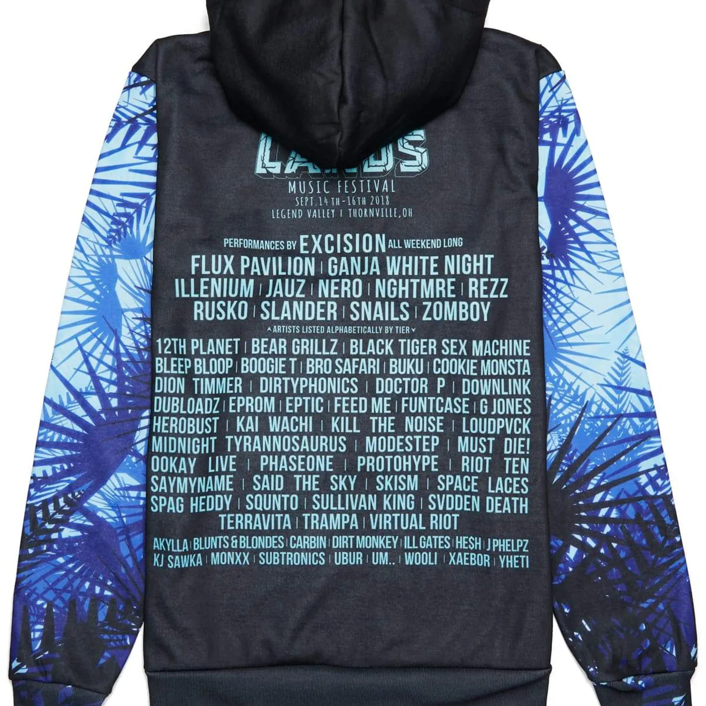 Excision Lost Lands 'Foliage' Lineup Full-Zip Hoodie - Black/Blue