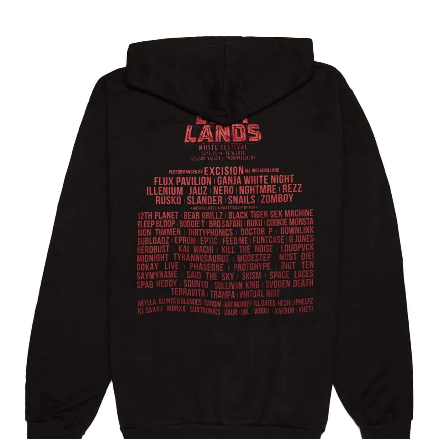 Excision Lost Lands 2018 Lineup Full-Zip Hoodie - Black/Red