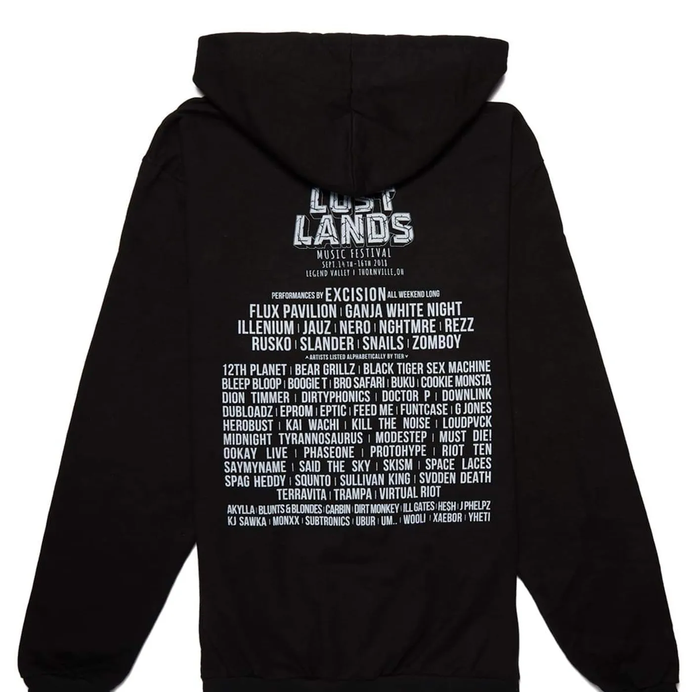 Excision Lost Lands 2018 Lineup Full-Zip Hoodie - Black/White