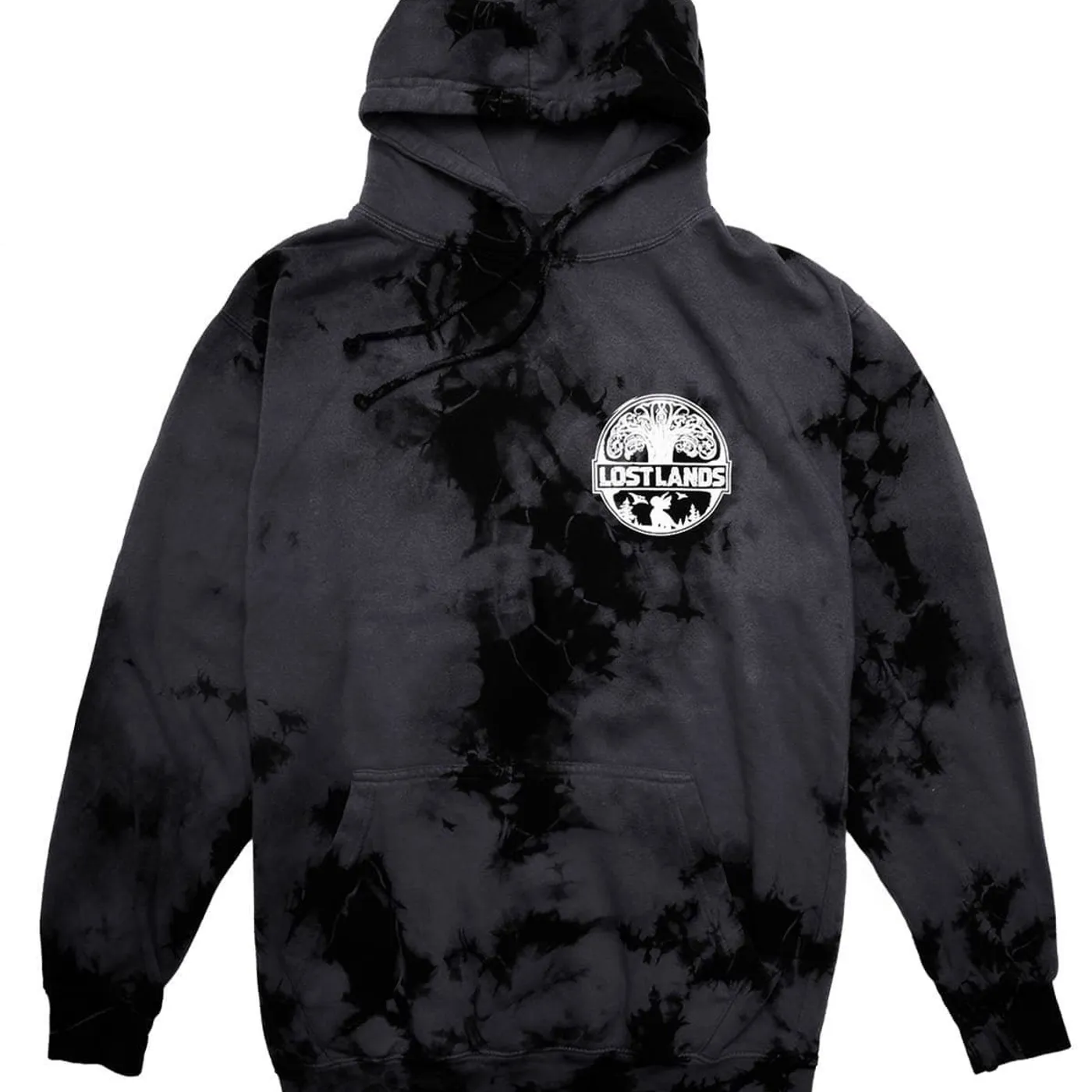 Excision Official Lost Lands Tie Dye Pull Over Hoodie - GreyBlack