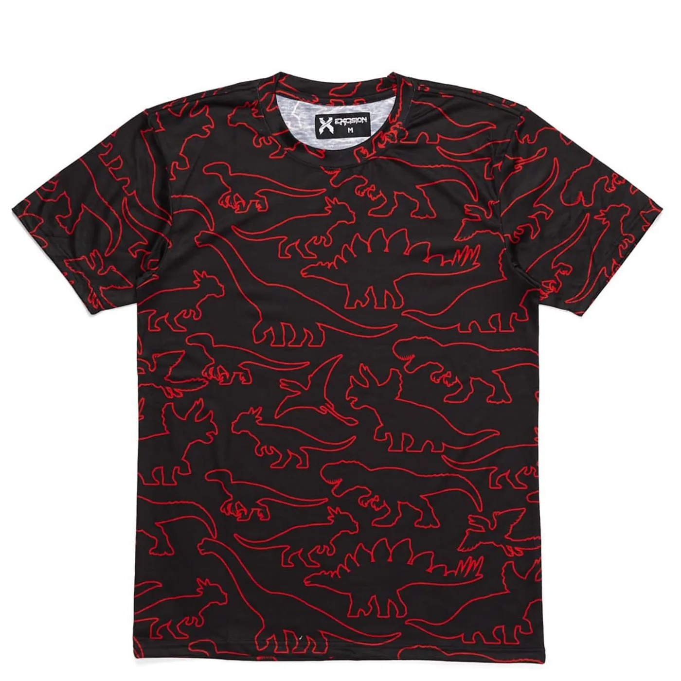 Excision 'Dino Pattern' Dye Sub Tee - Black/Red