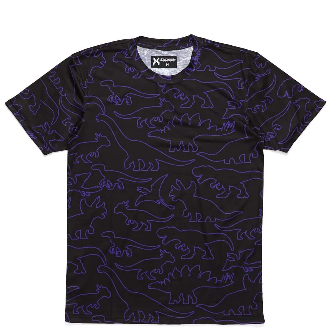 Excision 'Dino Pattern' Dye Sub Tee - Black/Purple