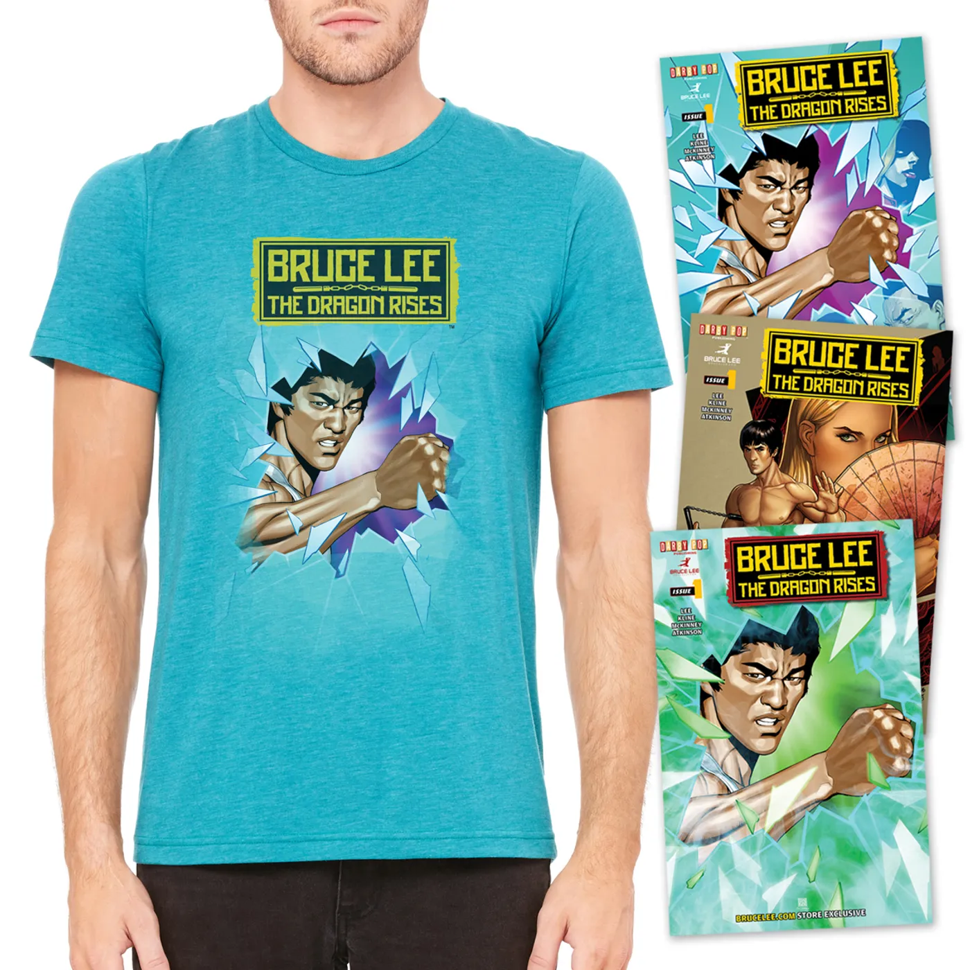 Bruce Lee The Dragon Rises Issue #1 – 3 Covers and T-Shirt Bundle