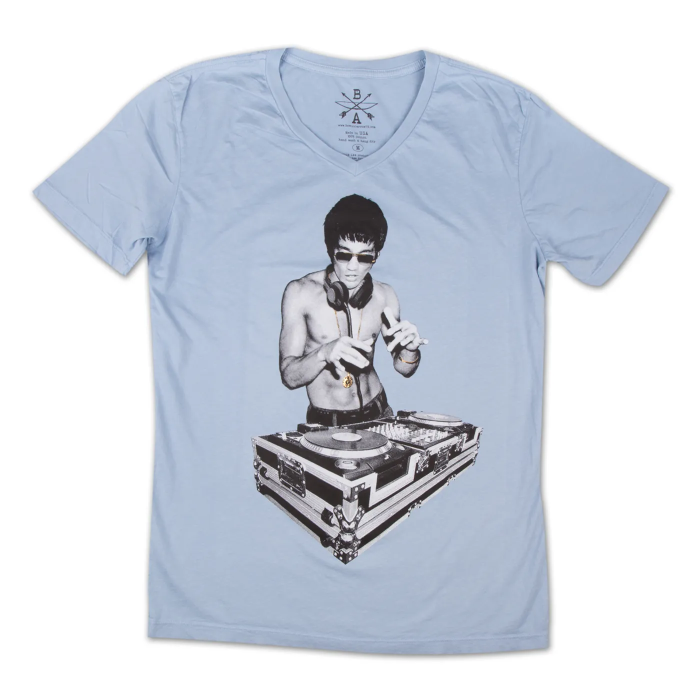 Bruce Lee DJ Dragon V Neck Tee by Bow & Arrow