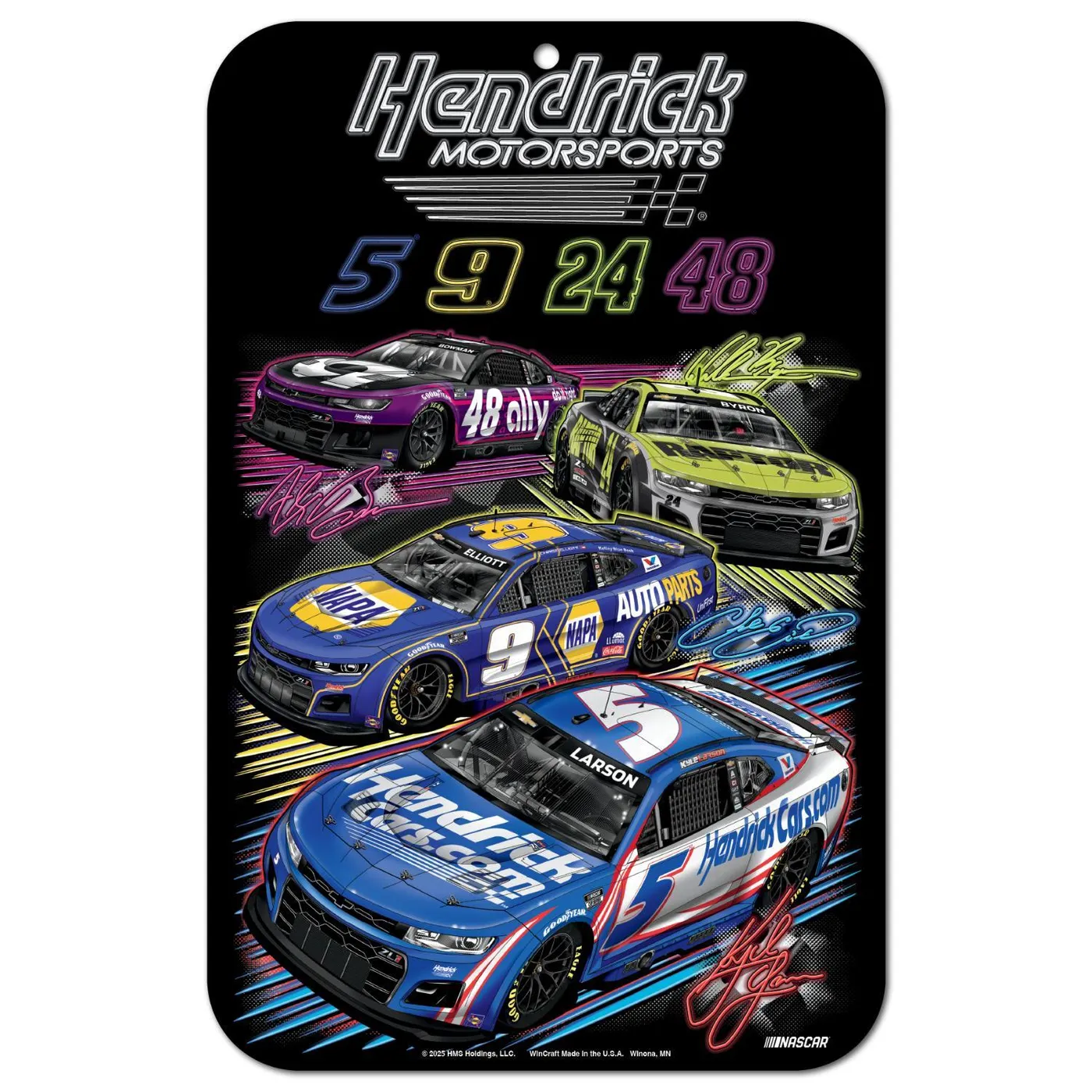 Hendrick Motorsports 2025 4 Car 11" x 17" Sign