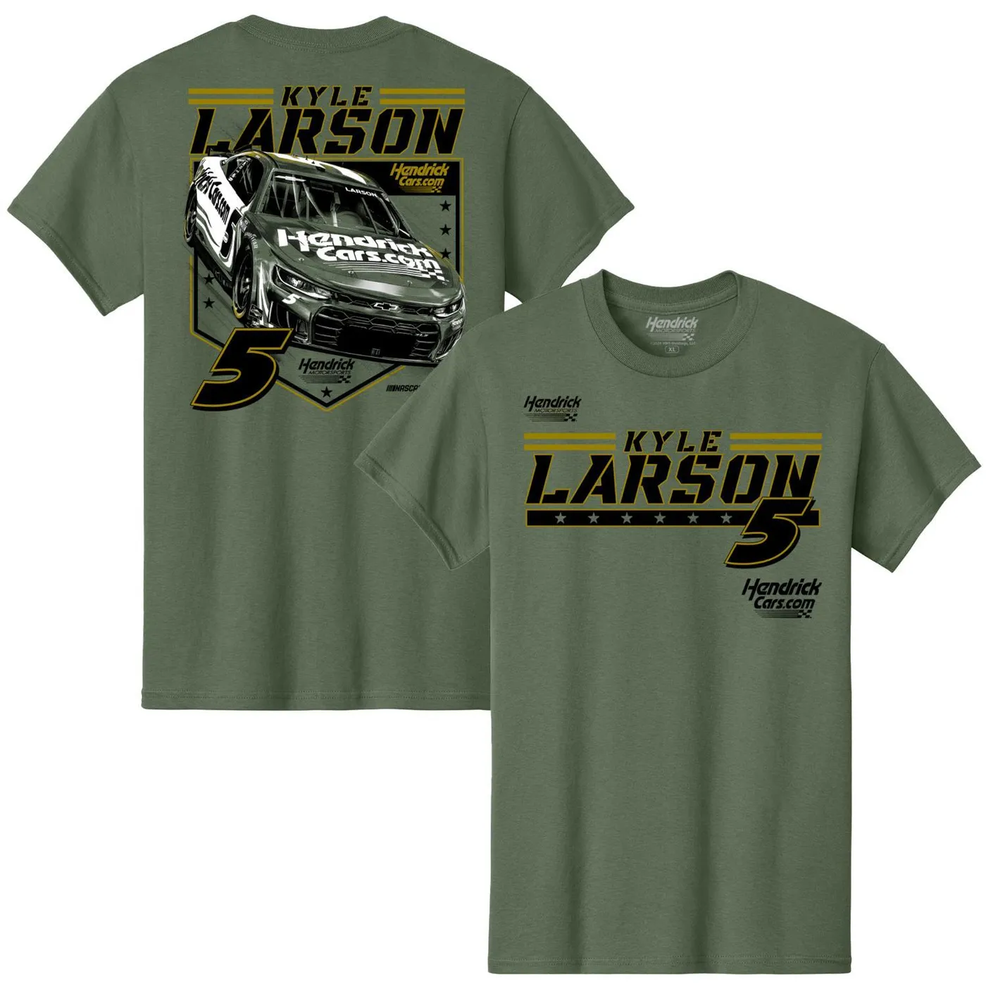Hendrick Motorsports Kyle Larson #5 HendrickCars.com Military Green T-shirt