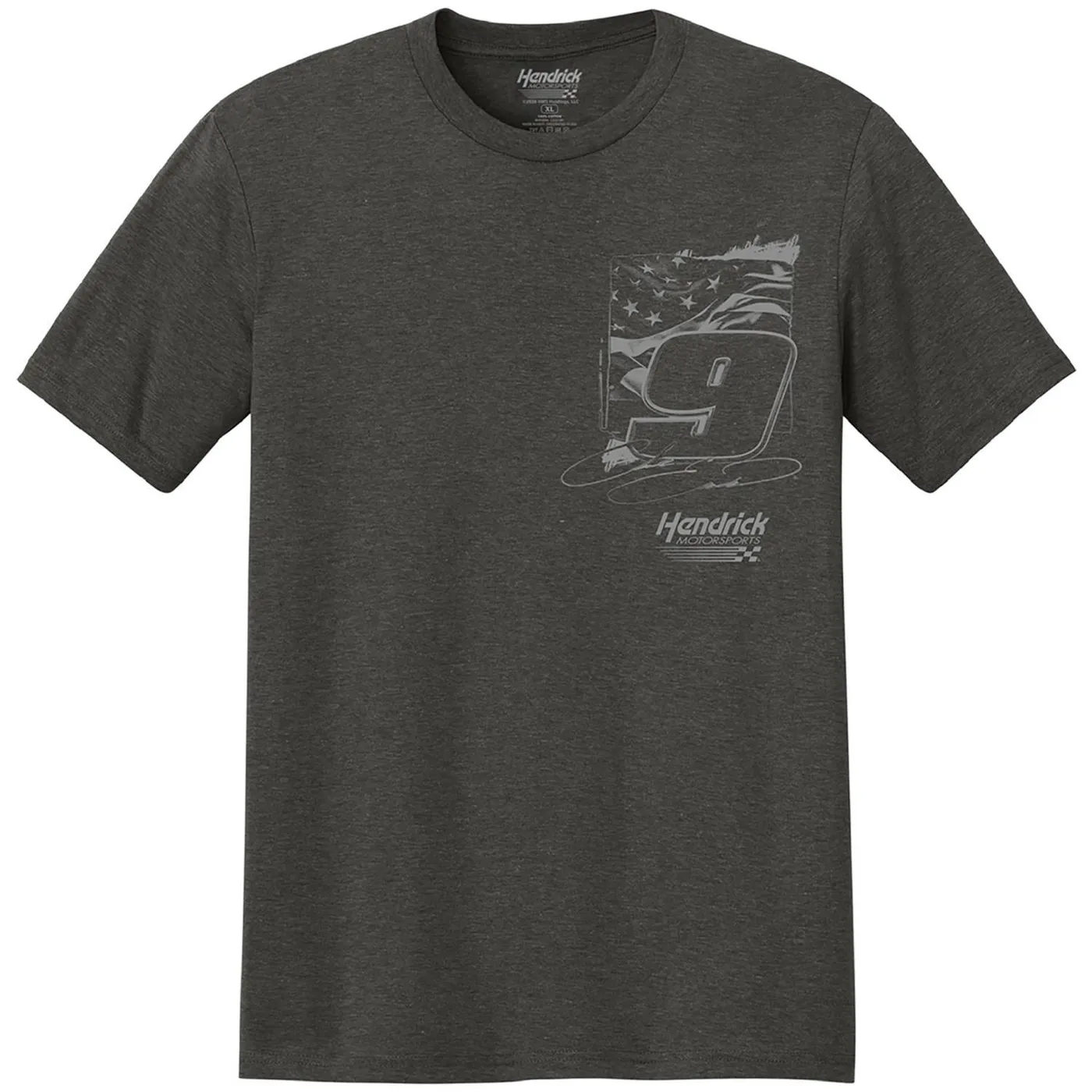 Hendrick Motorsports Chase Elliott #9 Charcoal Flag Front T-shirt