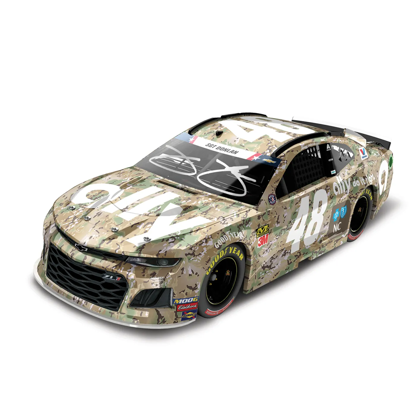 Autographed Jimmie Johnson 2019 #48 NASCAR Ally Patriotic Elite 1:24 - Die Cast