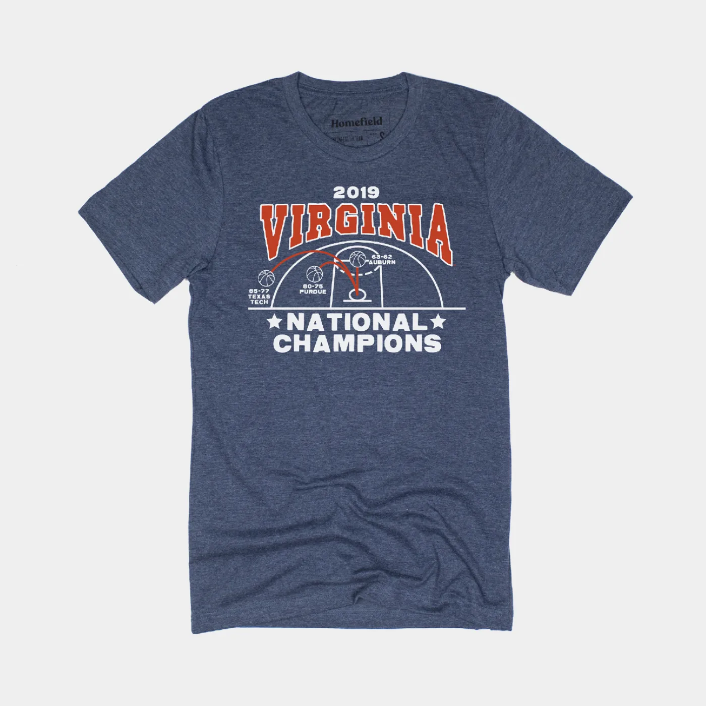 UVA Athletics Virginia Basketball 2019 Champions Key Shots Tee