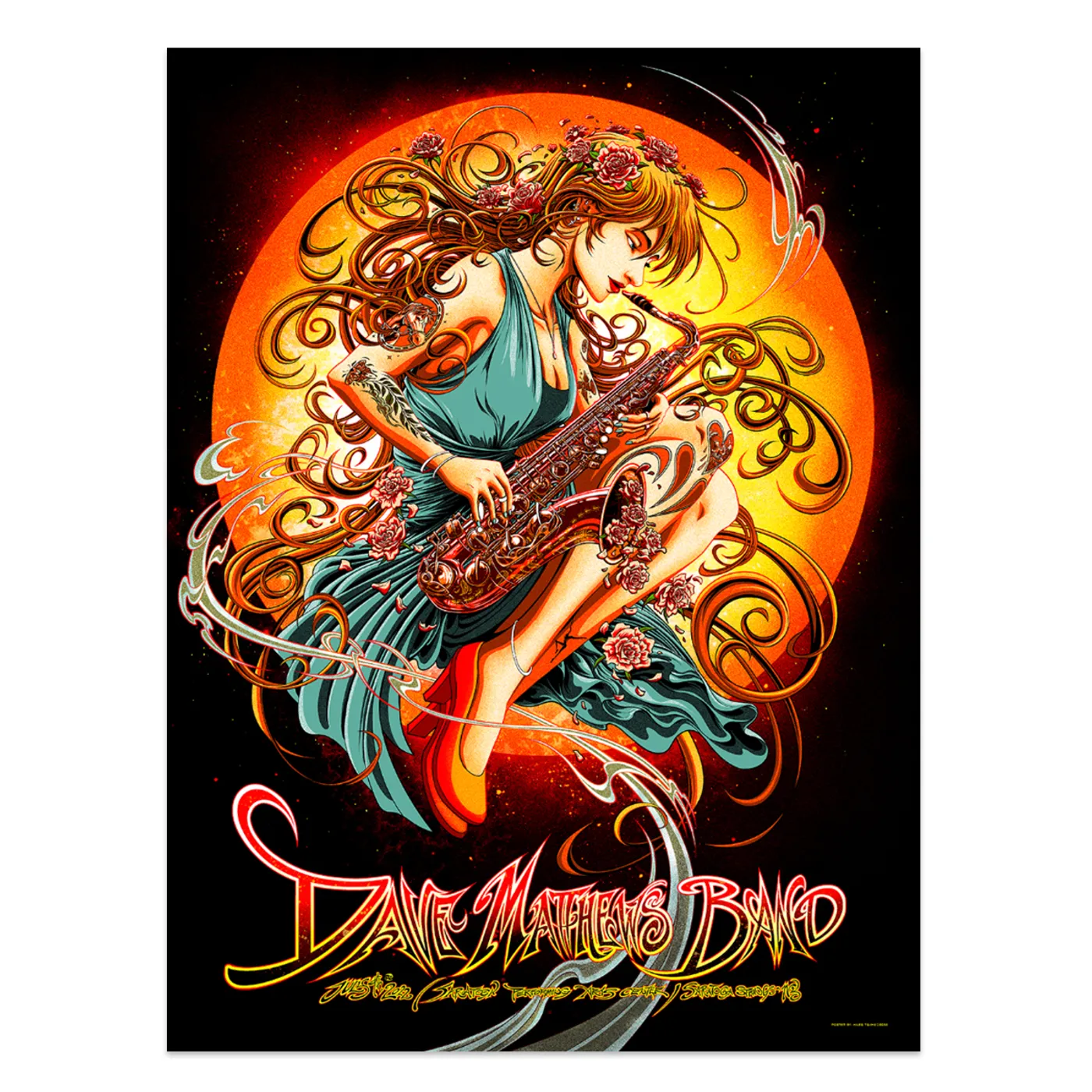 Dave Matthews Band Show Poster Saratoga Springs, NY 7/9/2022