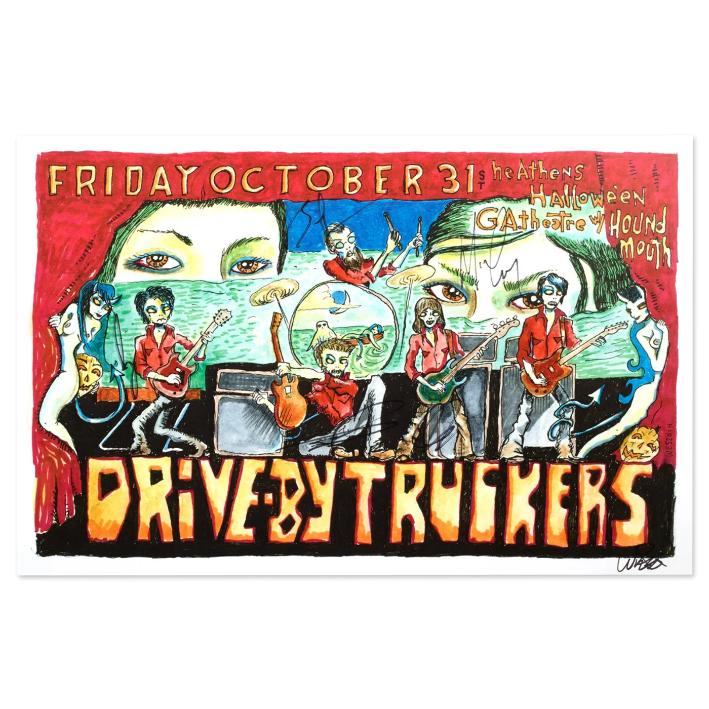 Drive-By Truckers October 31, 2014 Georgia Theatre Autographed Poster 