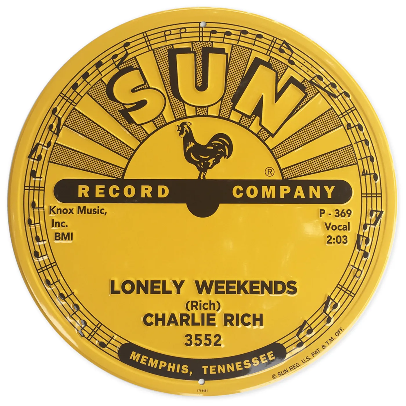Charlie Rich Lonely Weekends Aluminum Sign
