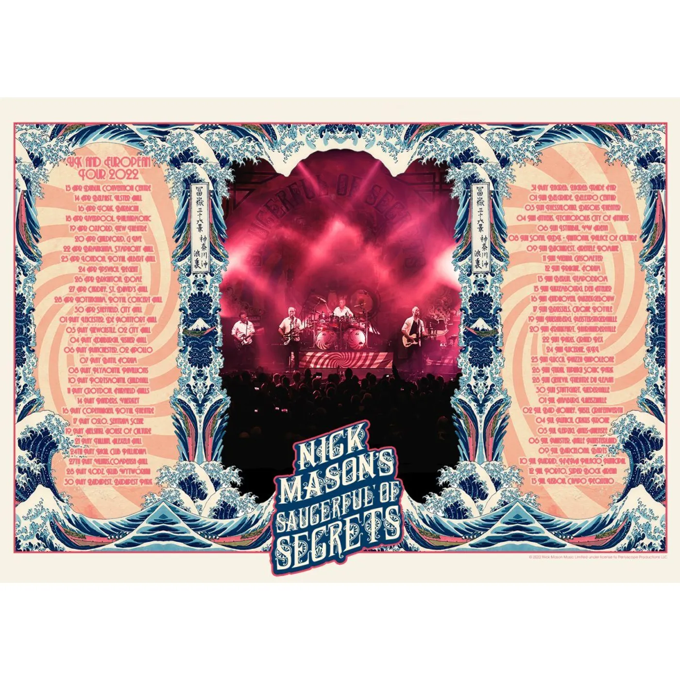Nick Mason's Saucerful of Secrets Nick Mason's Echoes Tour 2022 Hokusai Wave Poster