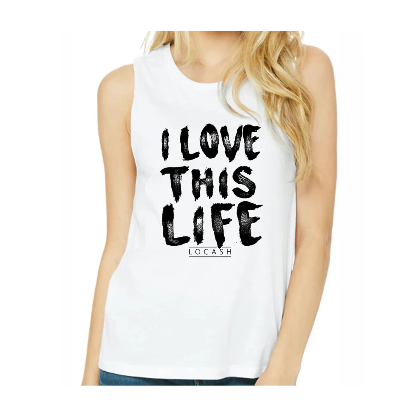 LOCASH I Love This Life Ladies Tank (White)