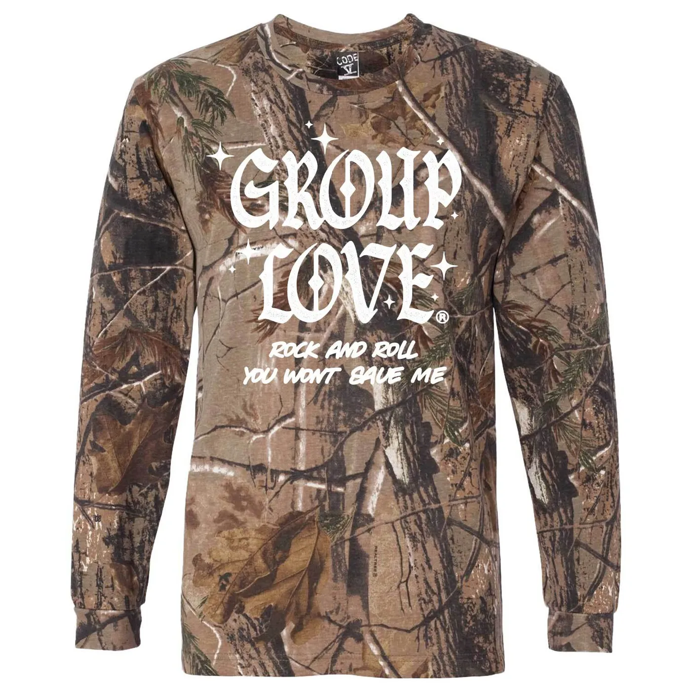 GROUPLOVE Rock & Roll Won't Save Me Realtree Camo LS