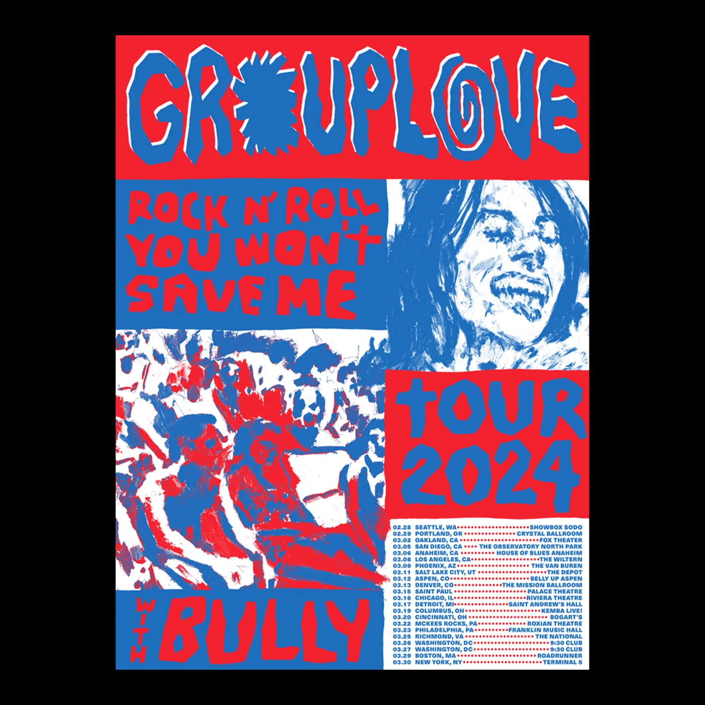 GROUPLOVE God Bless Rock N'Roll Tour Poster