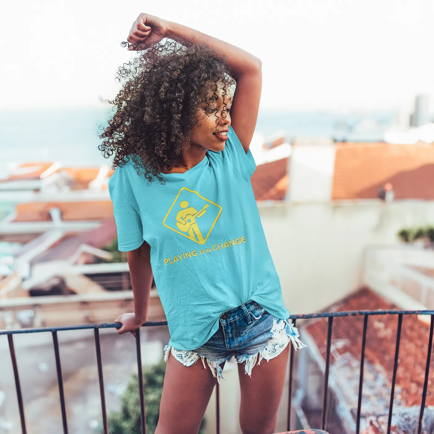 Playing For Change Street Sign V Neck T-Shirt