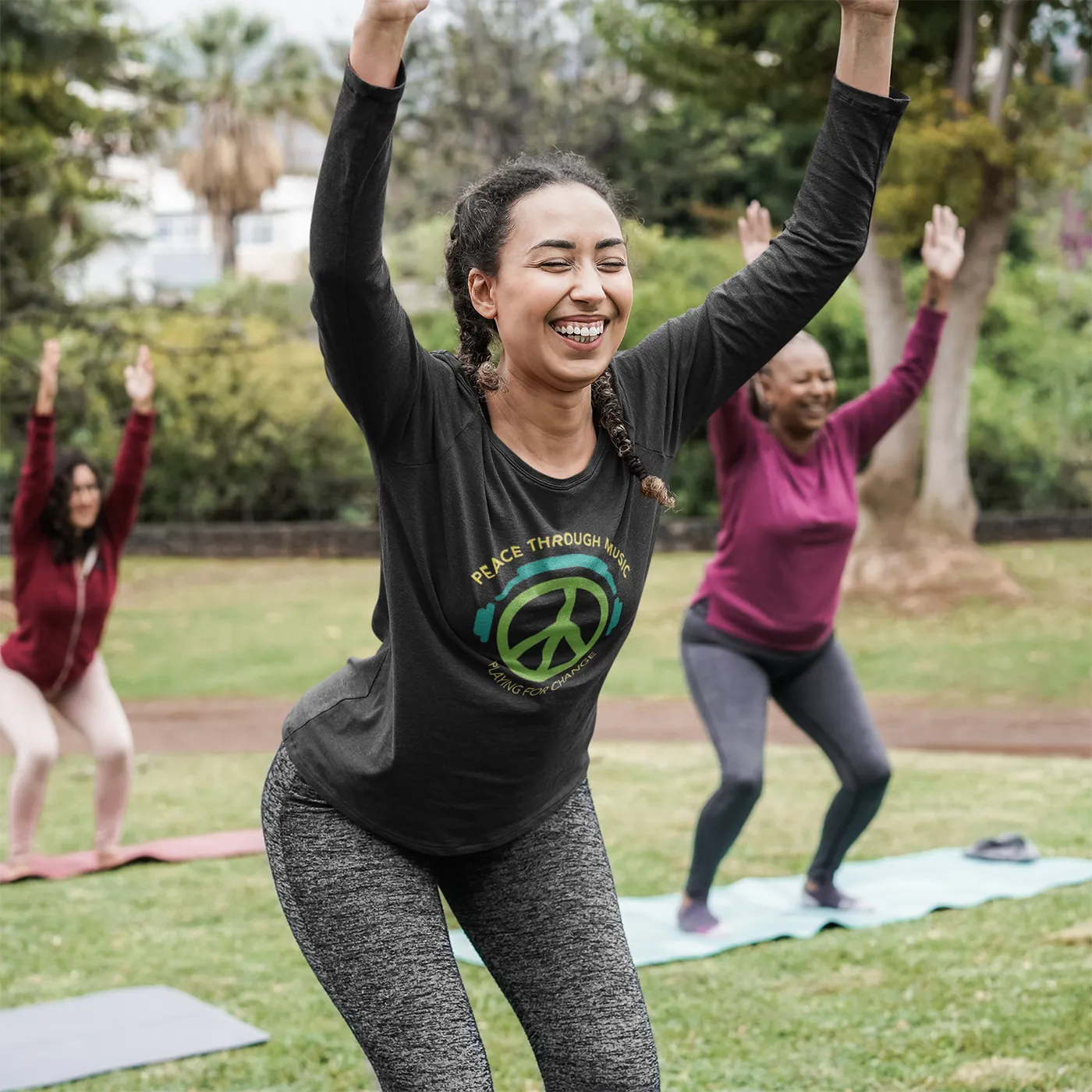 Playing For Change Peace Headphones Long Sleeve Crop Top