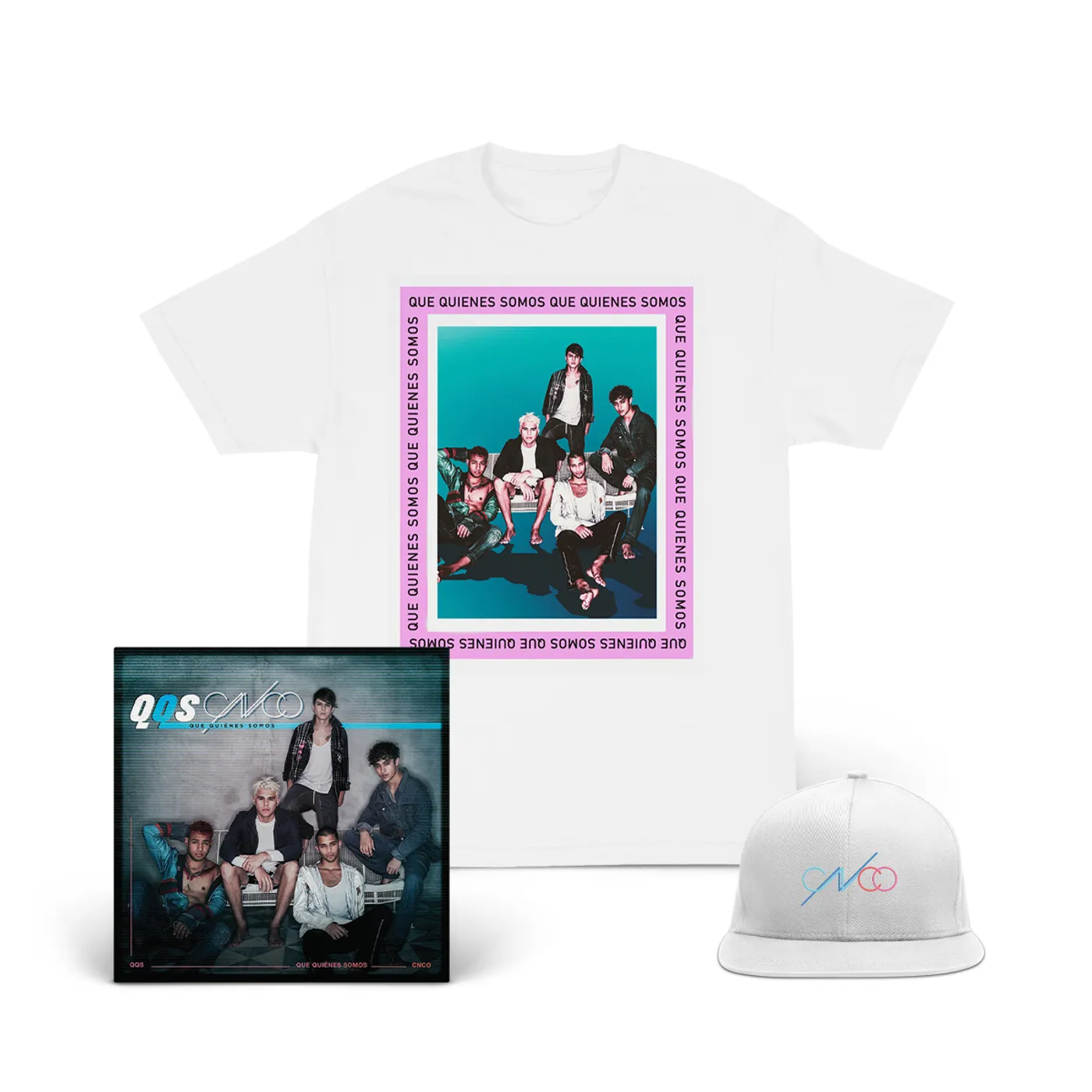 CNCO Que Quiénes Somos Signature T-Shirt + Snapback Hat + Digital Download