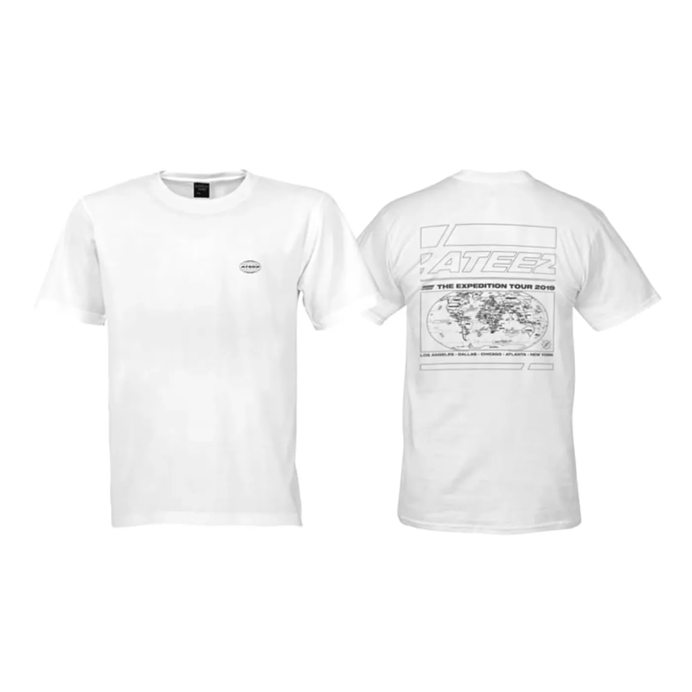 ATEEZ White 'The Expedition Tour' Tshirt - With Cities