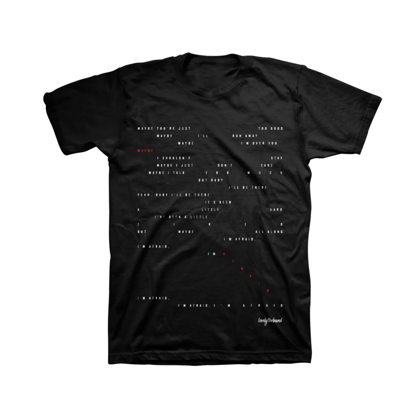 lovelytheband "maybe, im afraid" lyric t-shirt