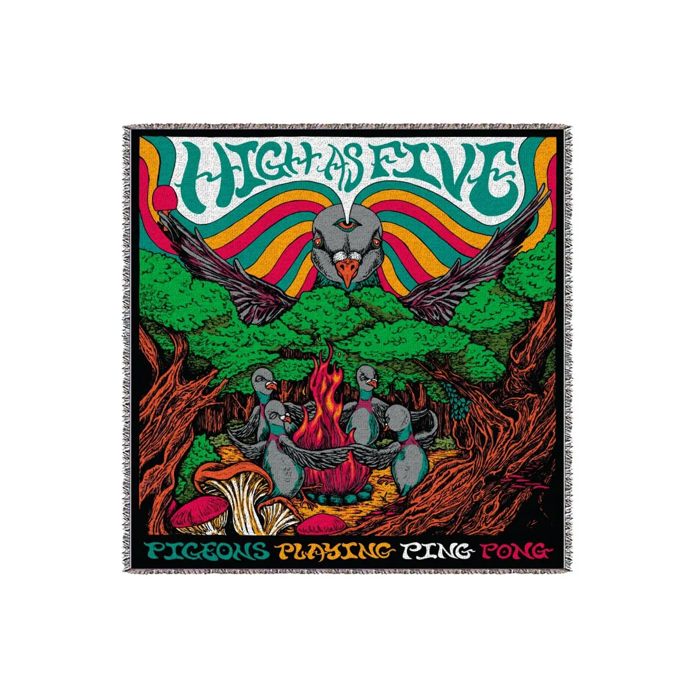 Pigeons Playing Ping Pong High As Five Blanket