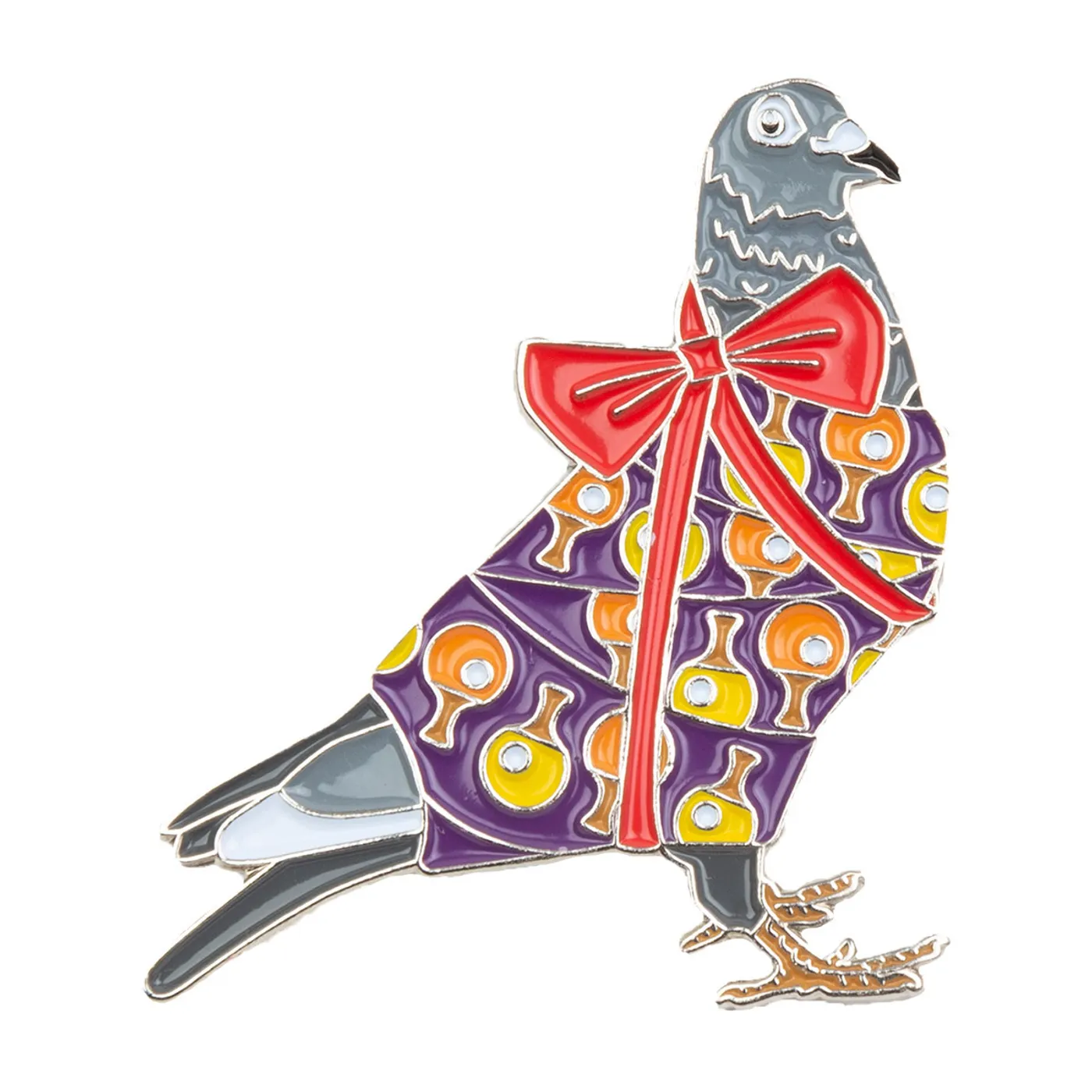 Pigeons Playing Ping Pong Holiday Pigeon Pin V2 Purple