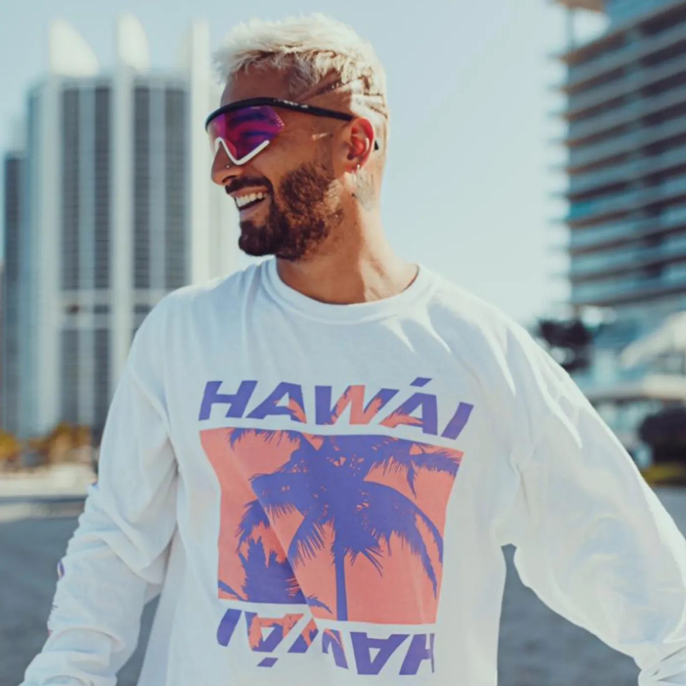 Maluma Hawái White Long Sleeve Tee
