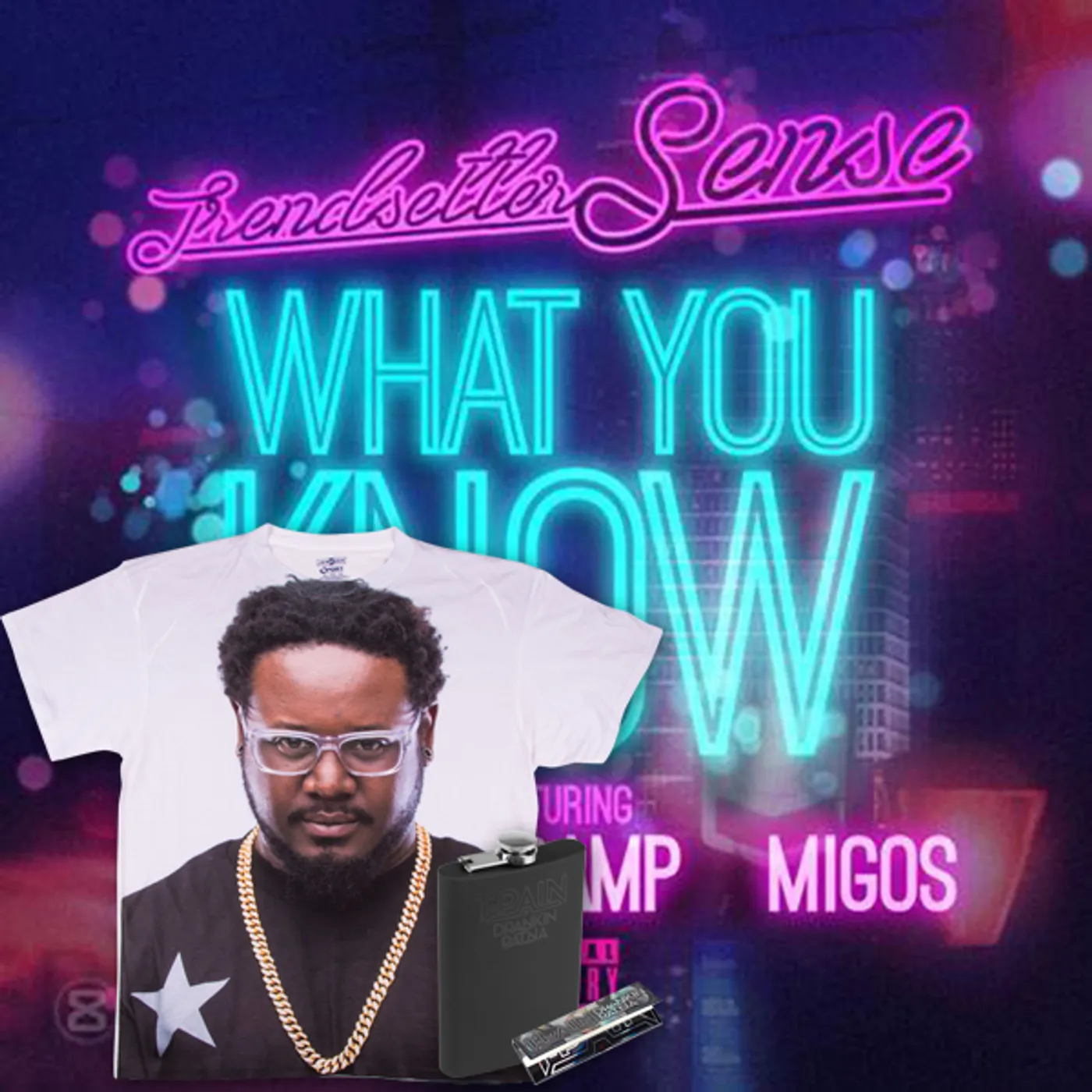 T-Pain T-Shirt+Flask+Rolling Paper Combo w/ Free Track Download