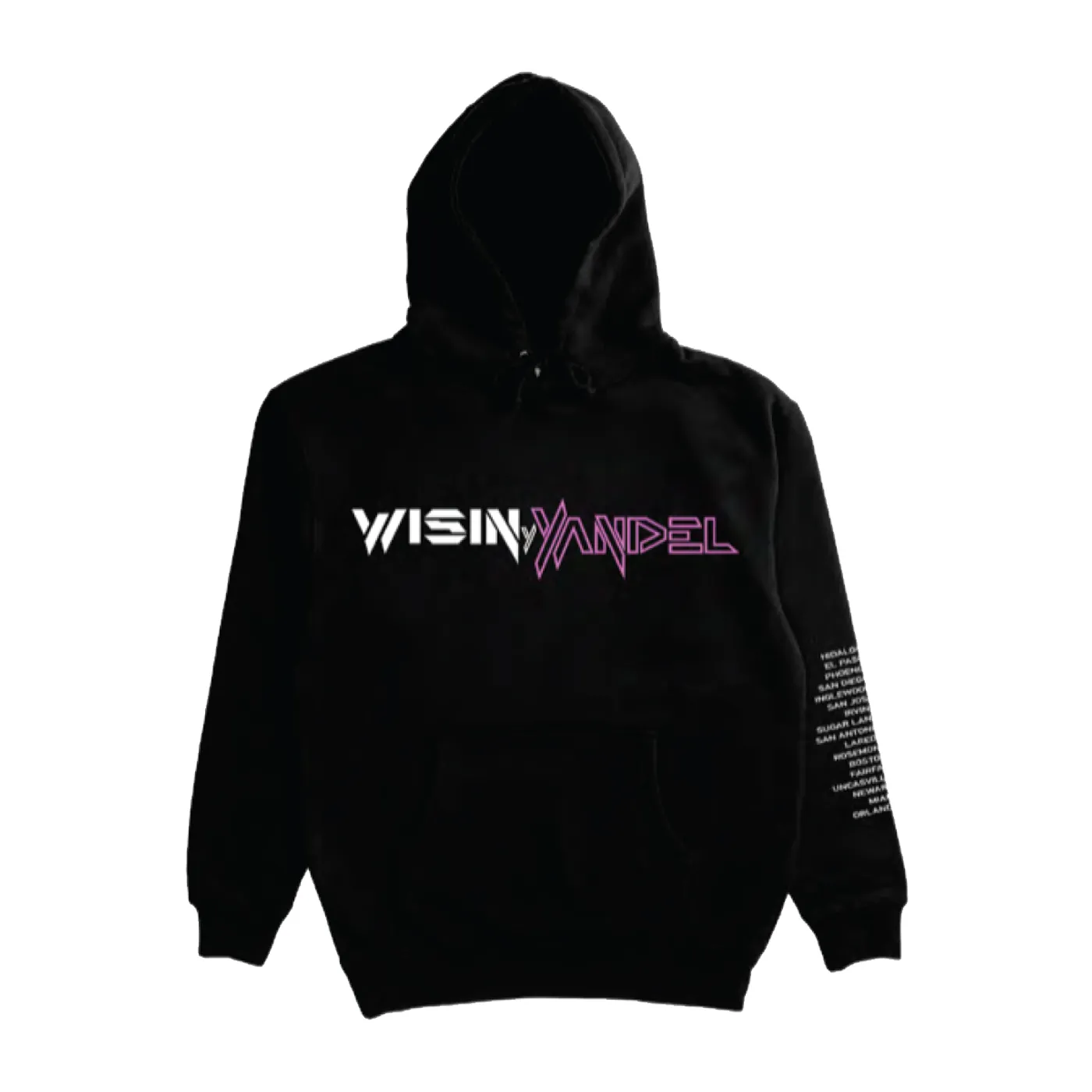 Wisin & Yandel COMO ANTES PINK TEXT BLACK TOUR PULLOVER HOOD