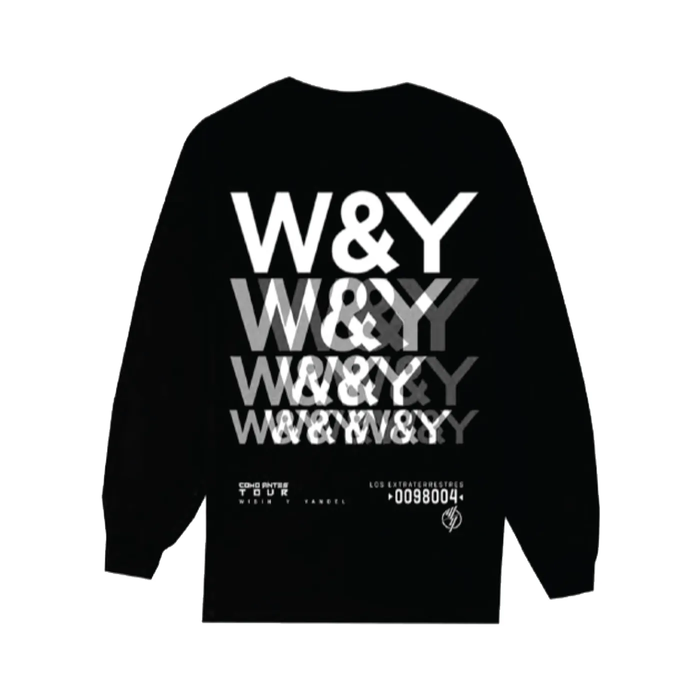 Wisin & Yandel W&Y STACKED BLACK LONG SLEEVE TEE