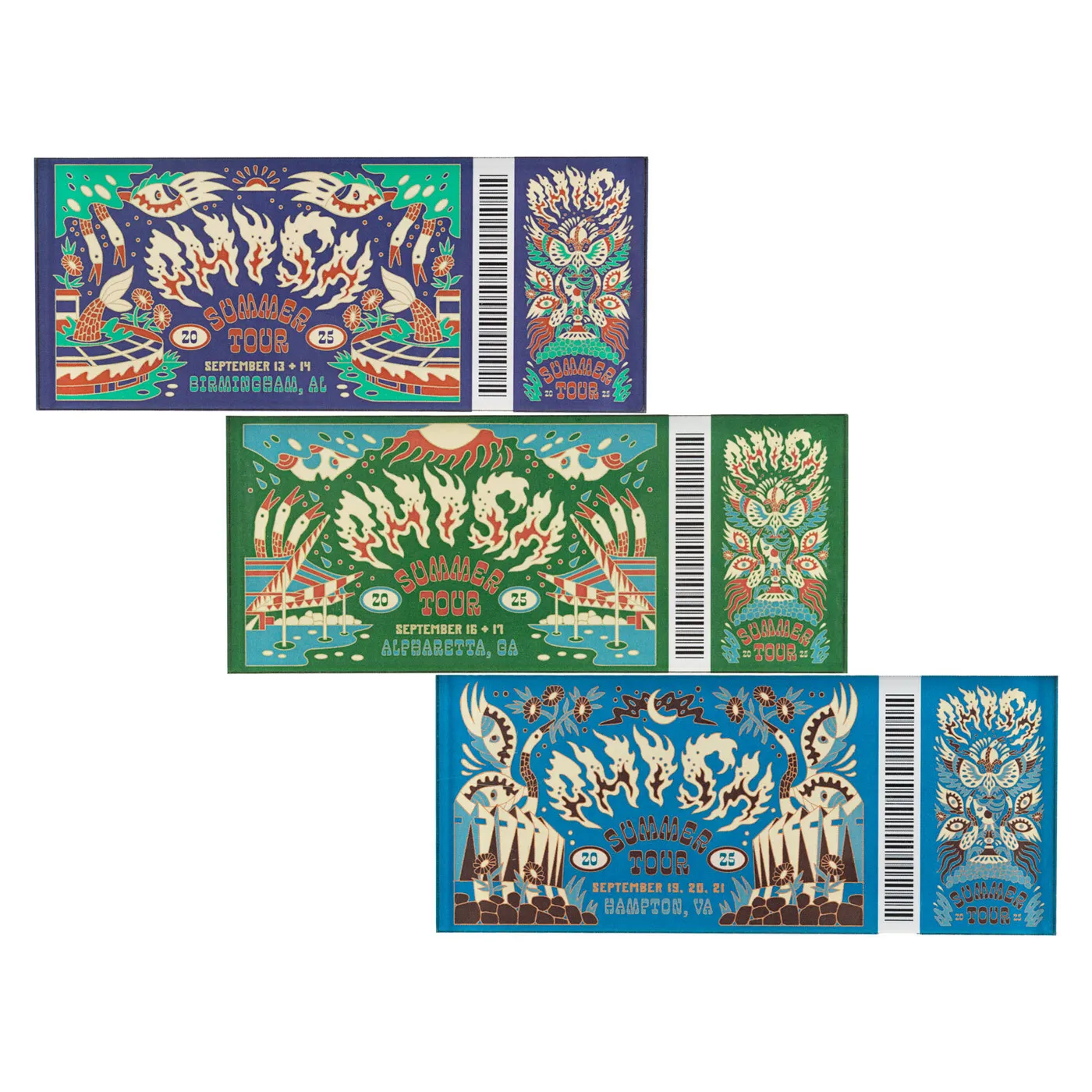 Phish September Summer Tour 2025 Ticket Magnets