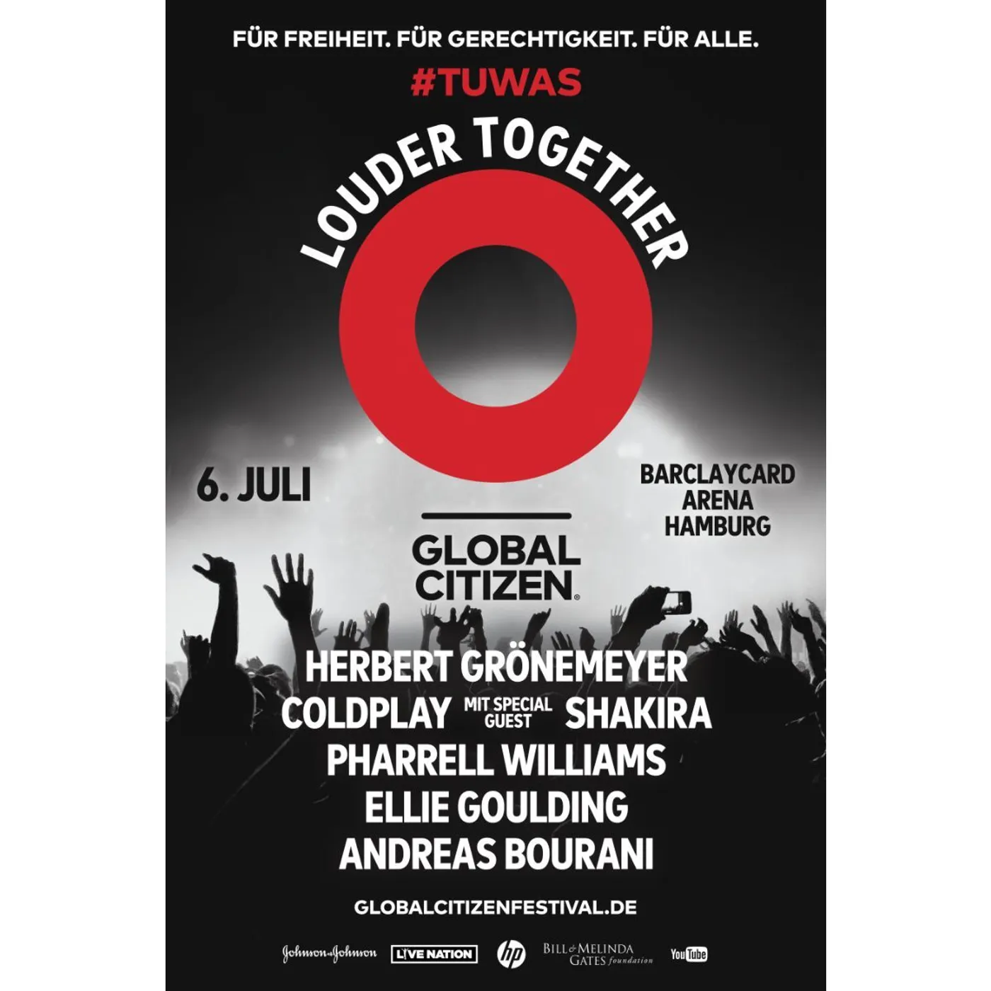 Global Citizen Festival  GC Hamburg Louder Together 2017 Archival Poster 24 x 36"