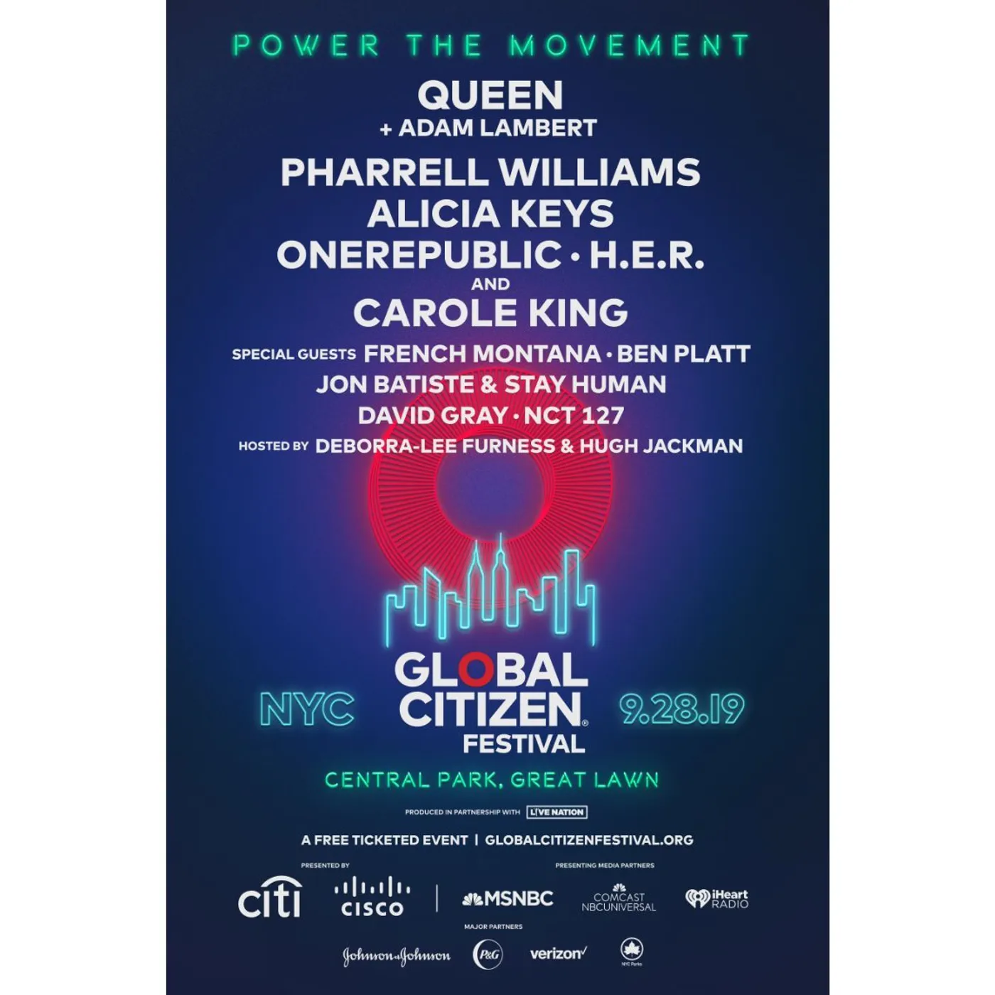 Global Citizen Festival  GCF 2019 Archival Poster 24 x 36"