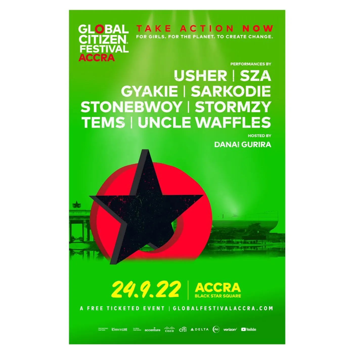 Global Citizen Festival  GCF Accra 2022 Archival Poster 24 x 36"