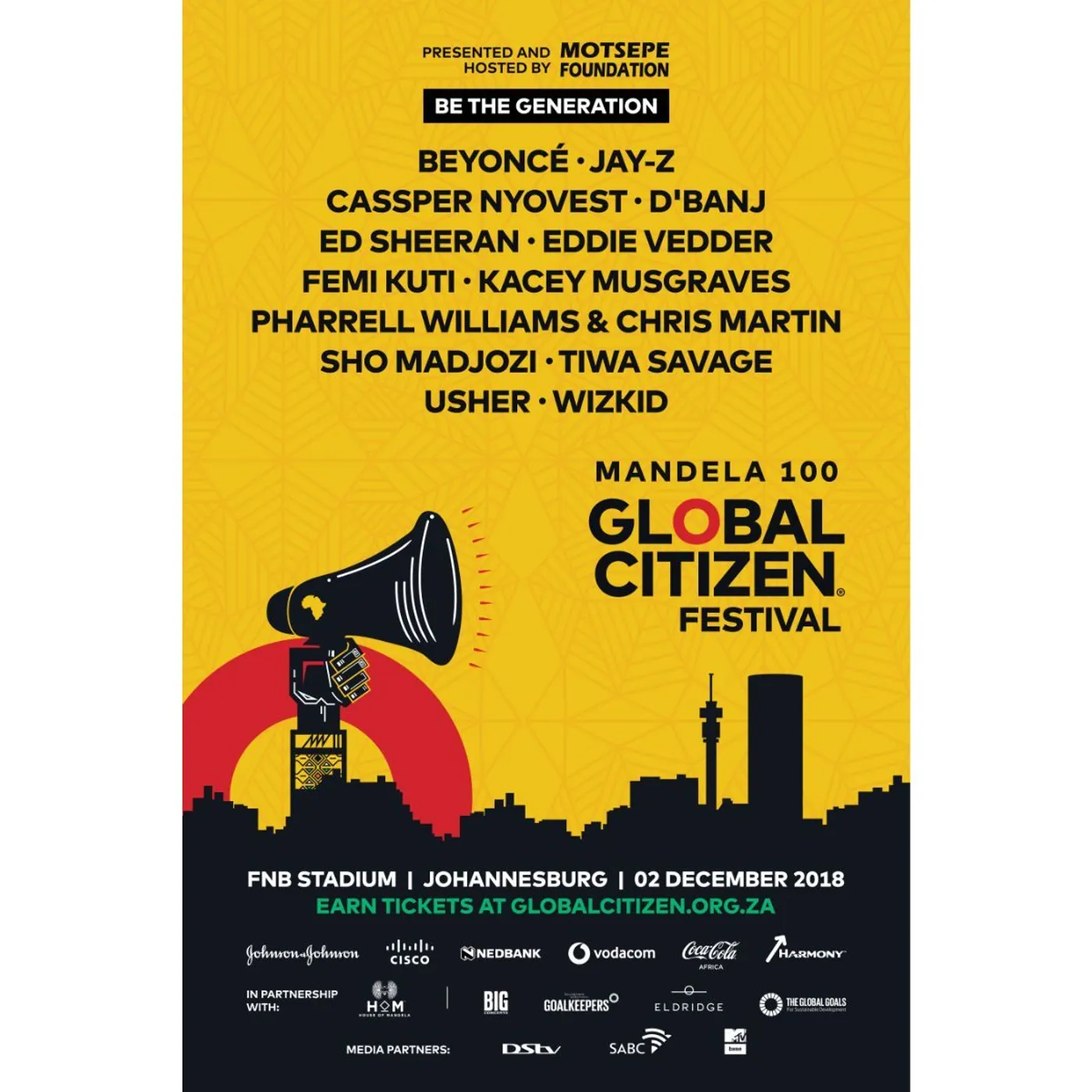 Global Citizen Festival  GCF South Africa 2018 Archival Poster 24 x 36"