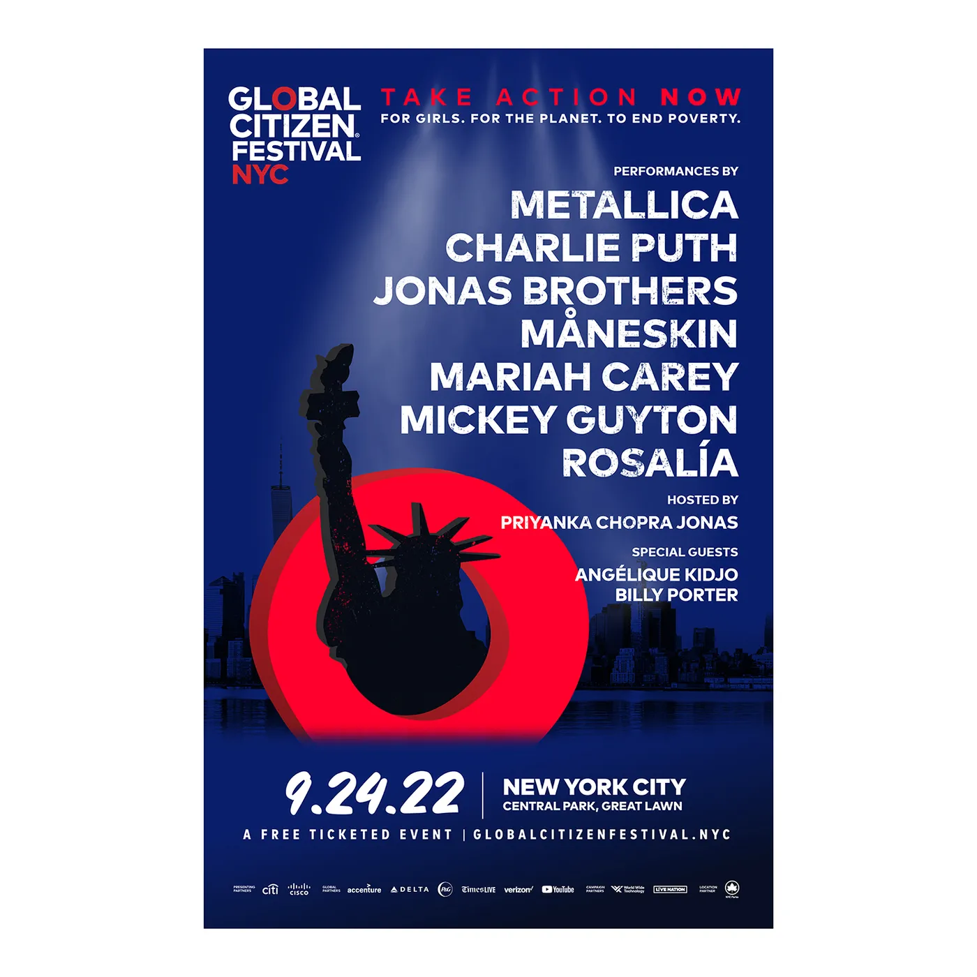Global Citizen Festival  GCF NY 2022 Archival Poster 24 x 36"