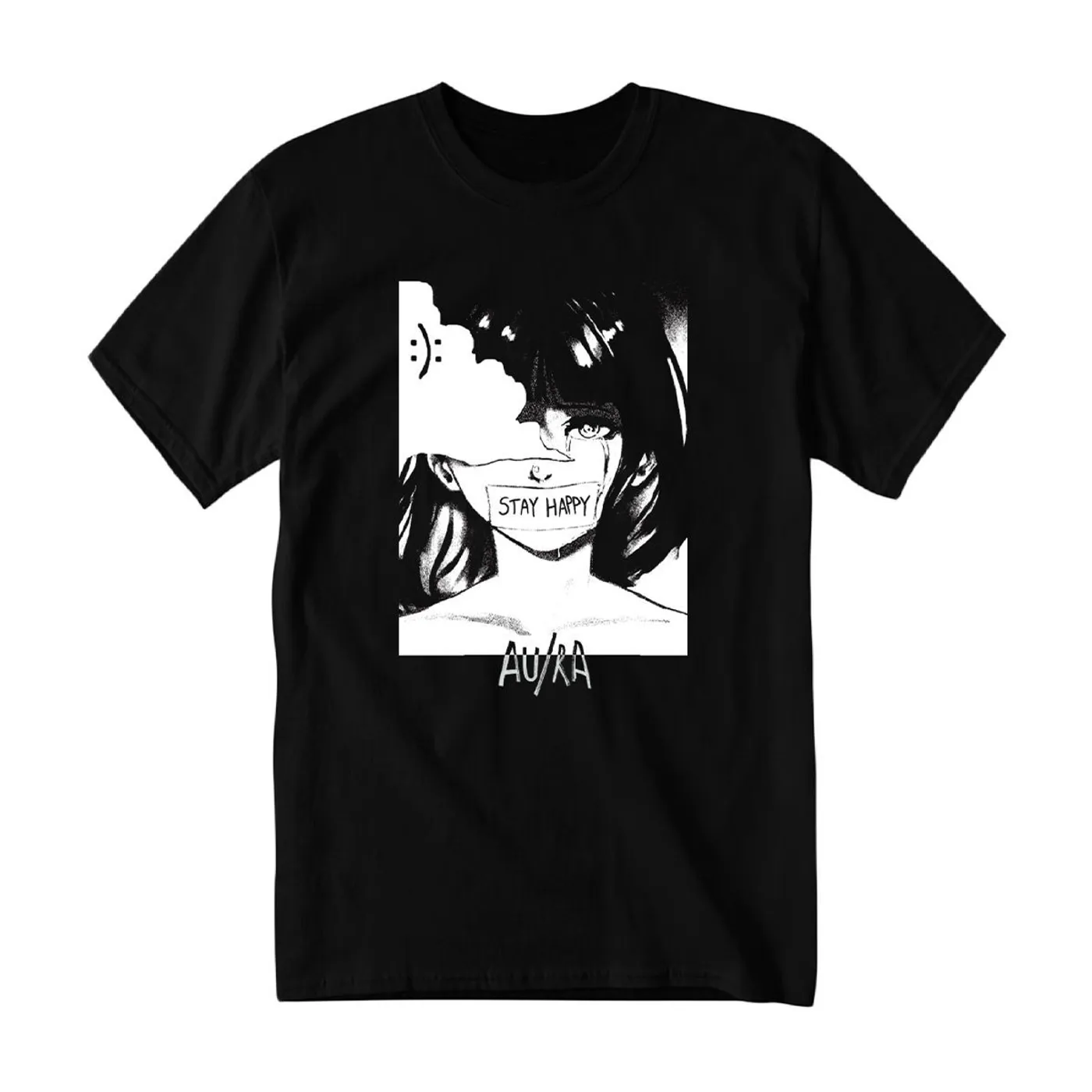 Au/Ra Stay Happy Black T-Shirt