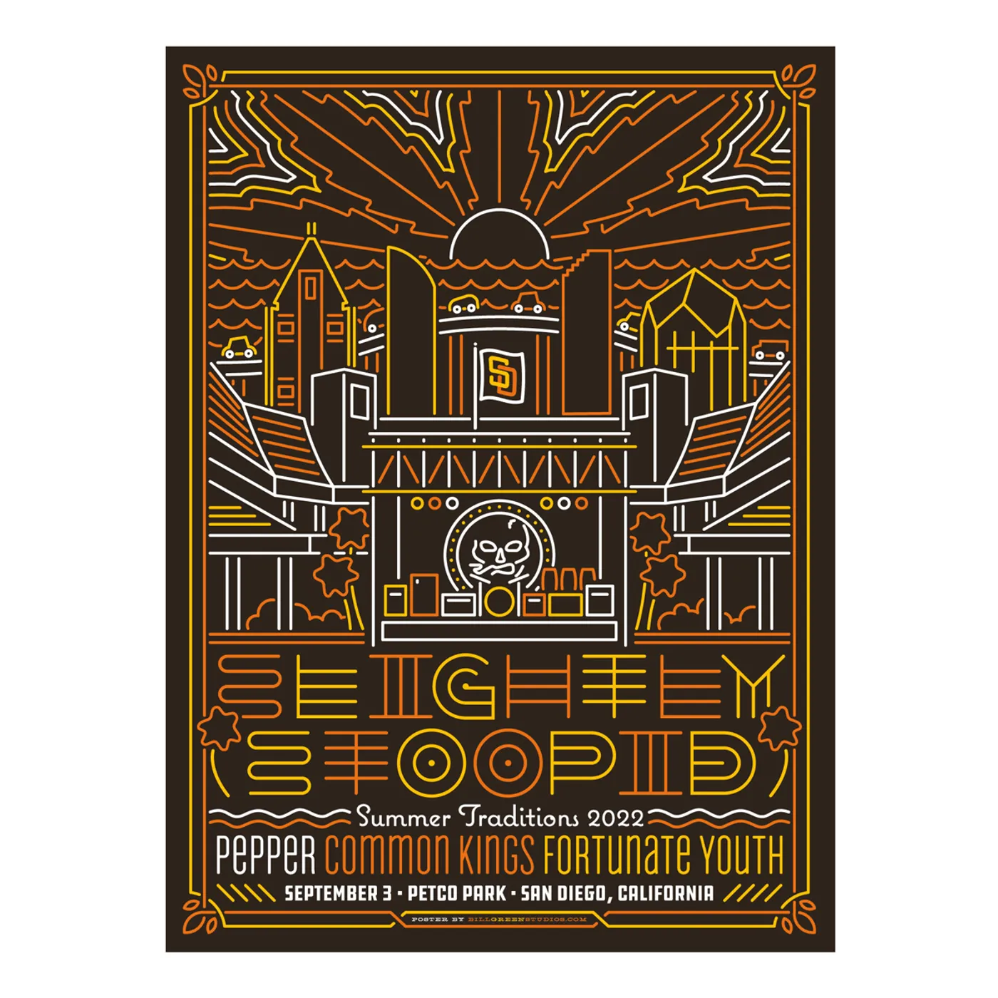 Slightly Stoopid 9/3 San Diego, CA SHOW POSTER - Regular & Foil - Bill Green