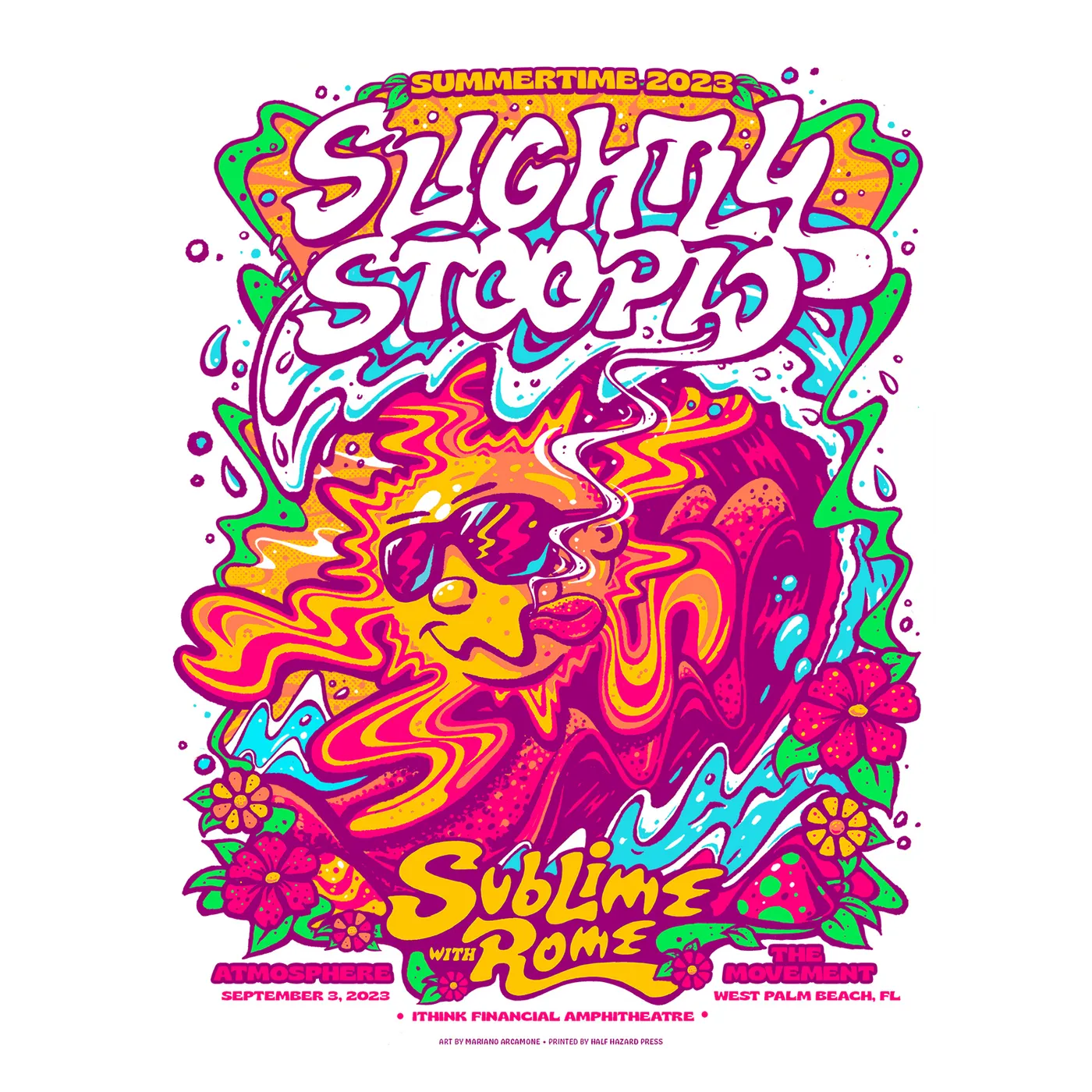 Slightly Stoopid 9/3/23 West Palm Beach, FL Show Poster by Mariano Arcamone