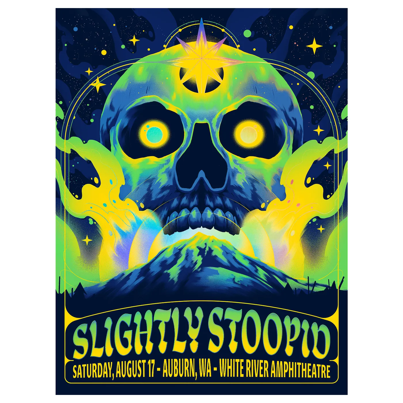 Slightly Stoopid 8/17/2024 Auburn, WA Show Poster by Arno Kiss (Well Traveled)