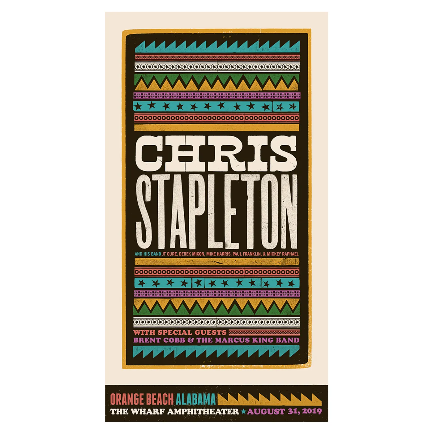 Chris Stapleton Show Poster   Orange Beach, AL 8/31/2019