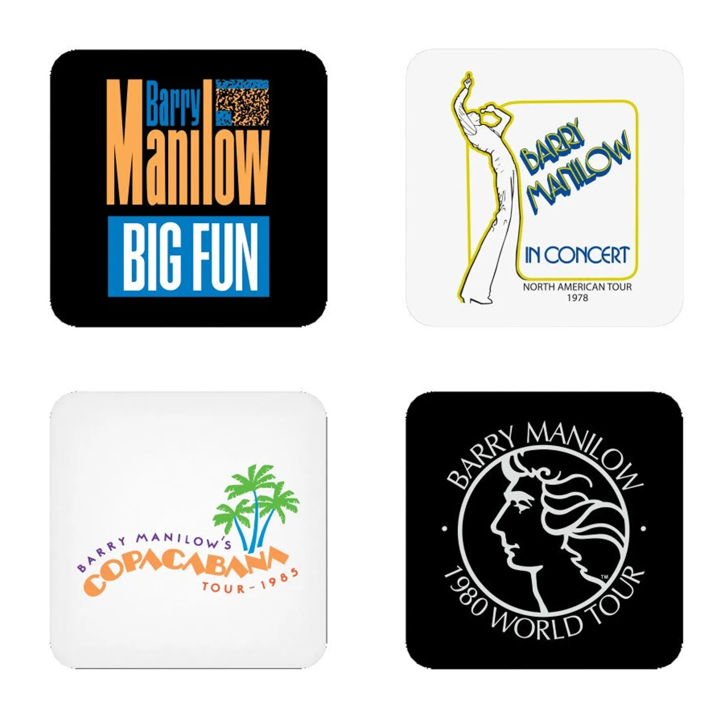 Barry Manilow Manilow Coaster Pack -- Classic Tour Logos
