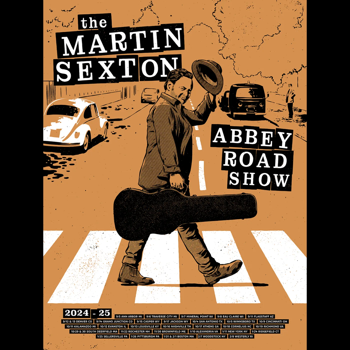 Martin Sexton 2024 Tour Poster - Orange