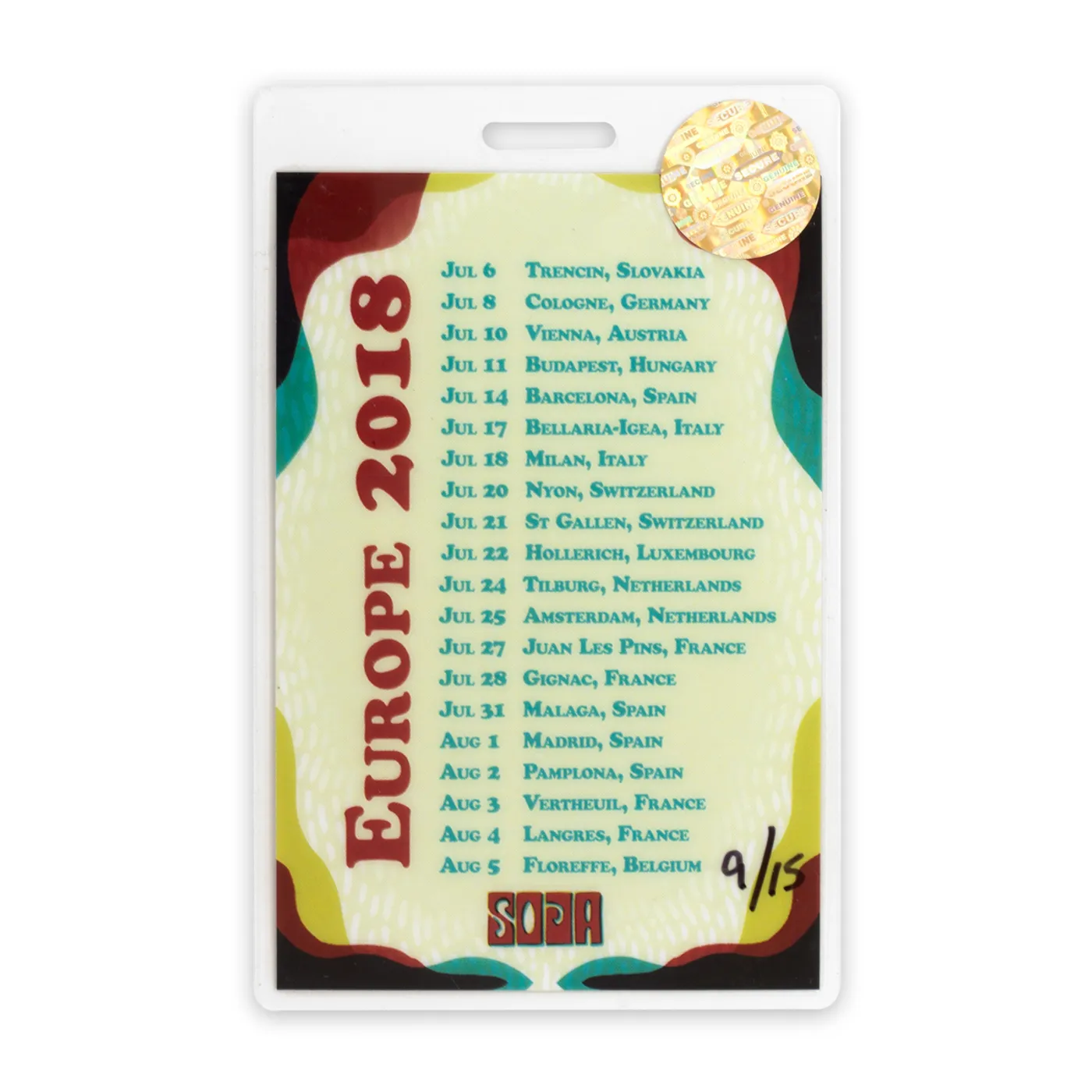 SOJA Autographed - Europe 2018 Tour Laminate (Signed by Jacob Hemphill)