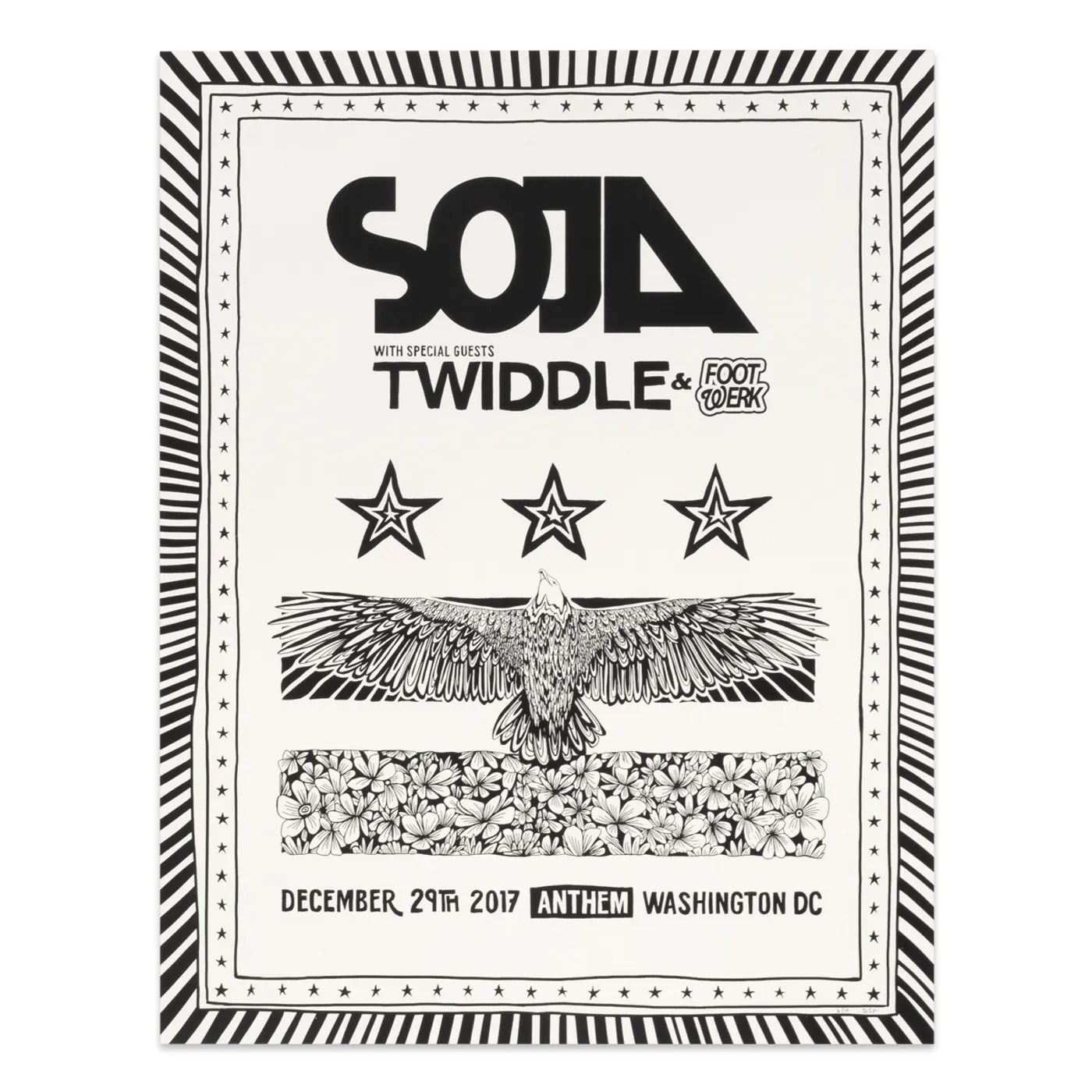 SOJA Anthem DC Screenprint (18 x 24) - Dec 29 2017 - Black & White