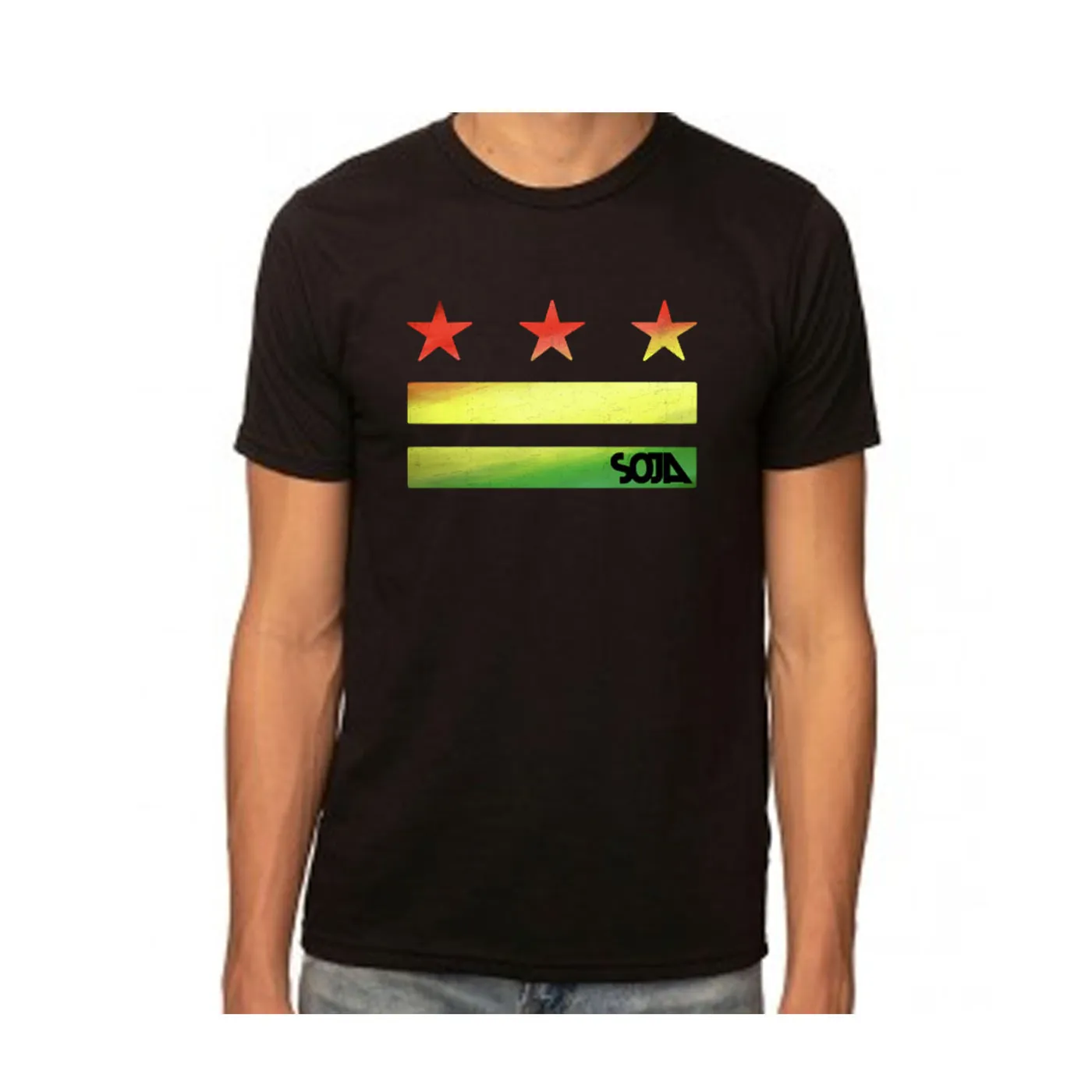 SOJA Stars & Stripes Logo Cut Out Black Tee