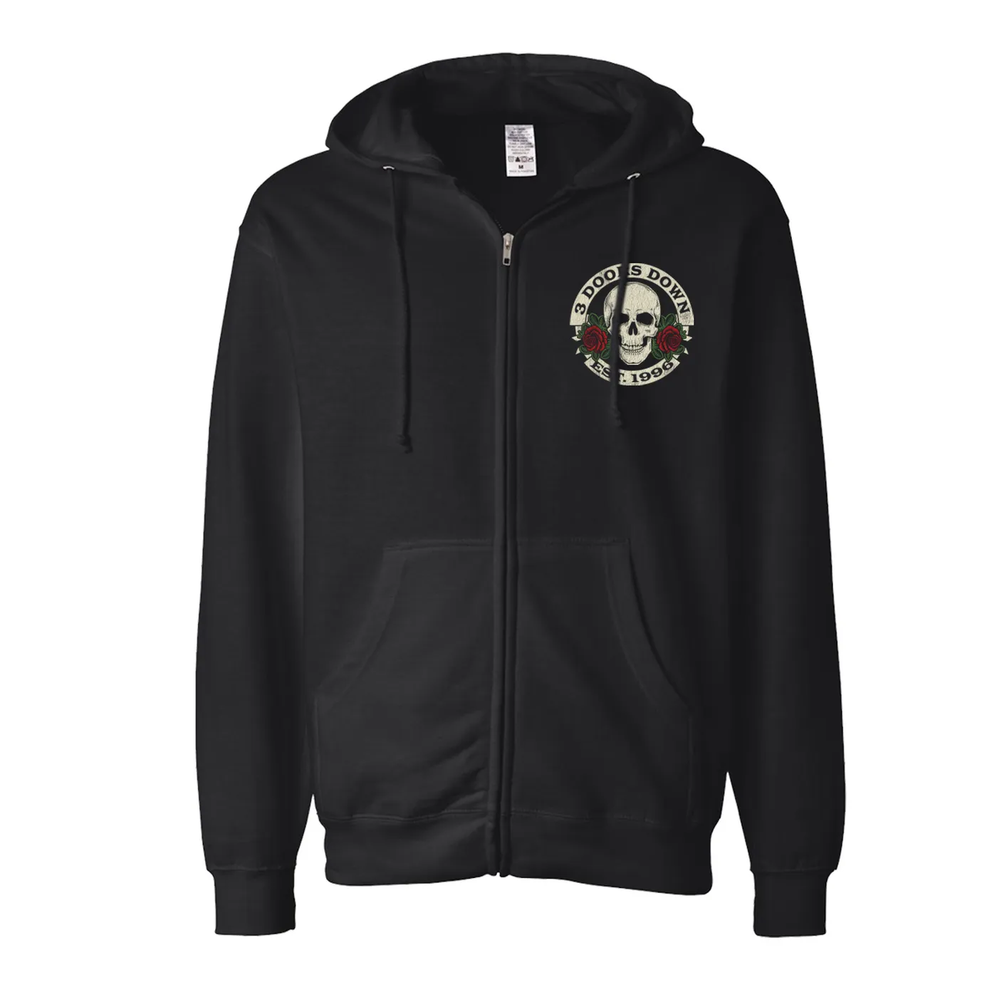 3 Doors Down Skull and Roses Zip Hoodie
