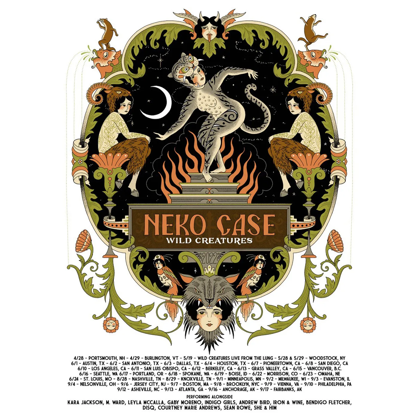 Neko Case 2022 Wild Creatures Screen Printed Tour Poster & Digital Album Bundle