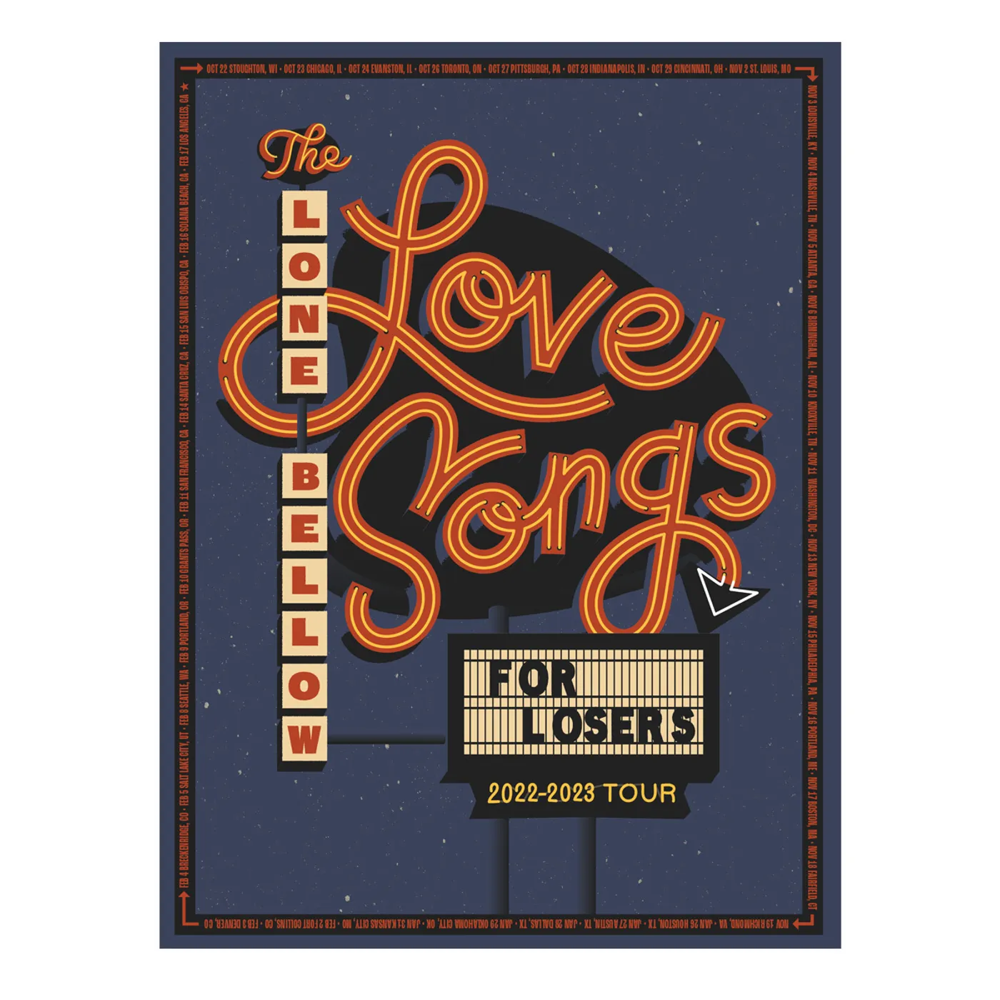 The Lone Bellow Love Songs for Losers 22-23 Tour Poster